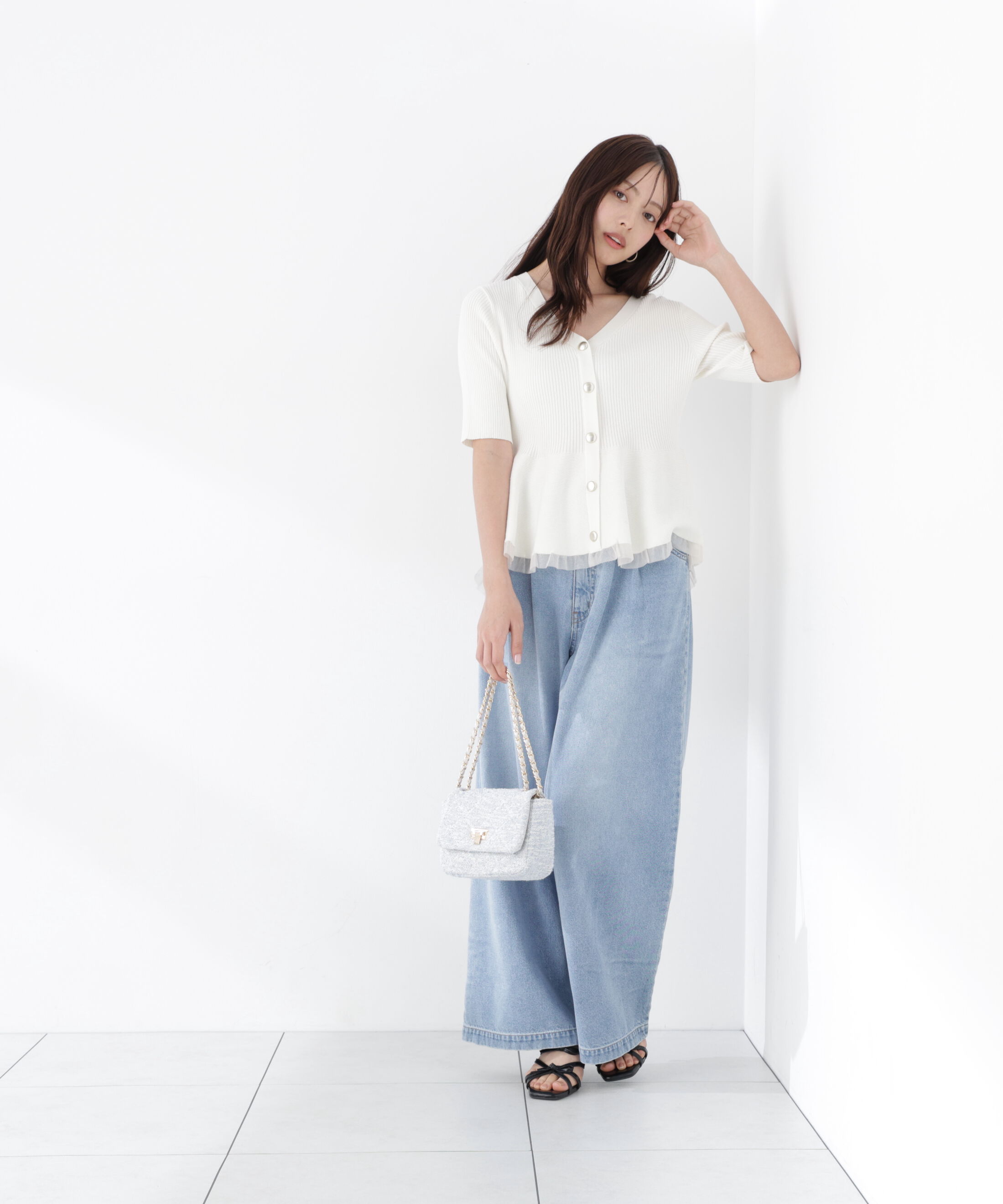 PROPORTION BODY DRESSING「＜一部追加生産予約＞部分シアーペプラムニット」|ニット・セーター|