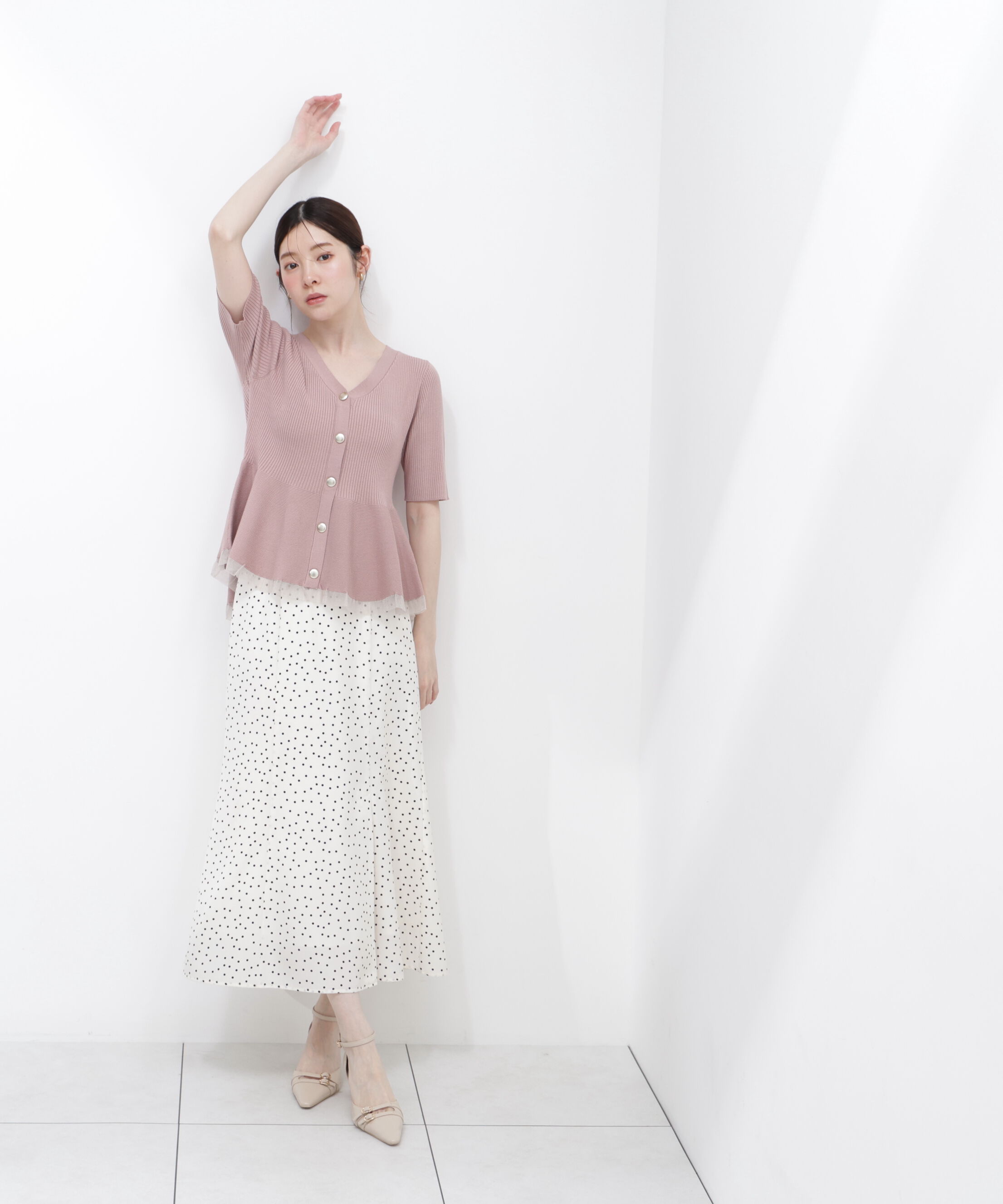 PROPORTION BODY DRESSING「＜一部追加生産予約＞部分シアーペプラムニット」|ニット・セーター|