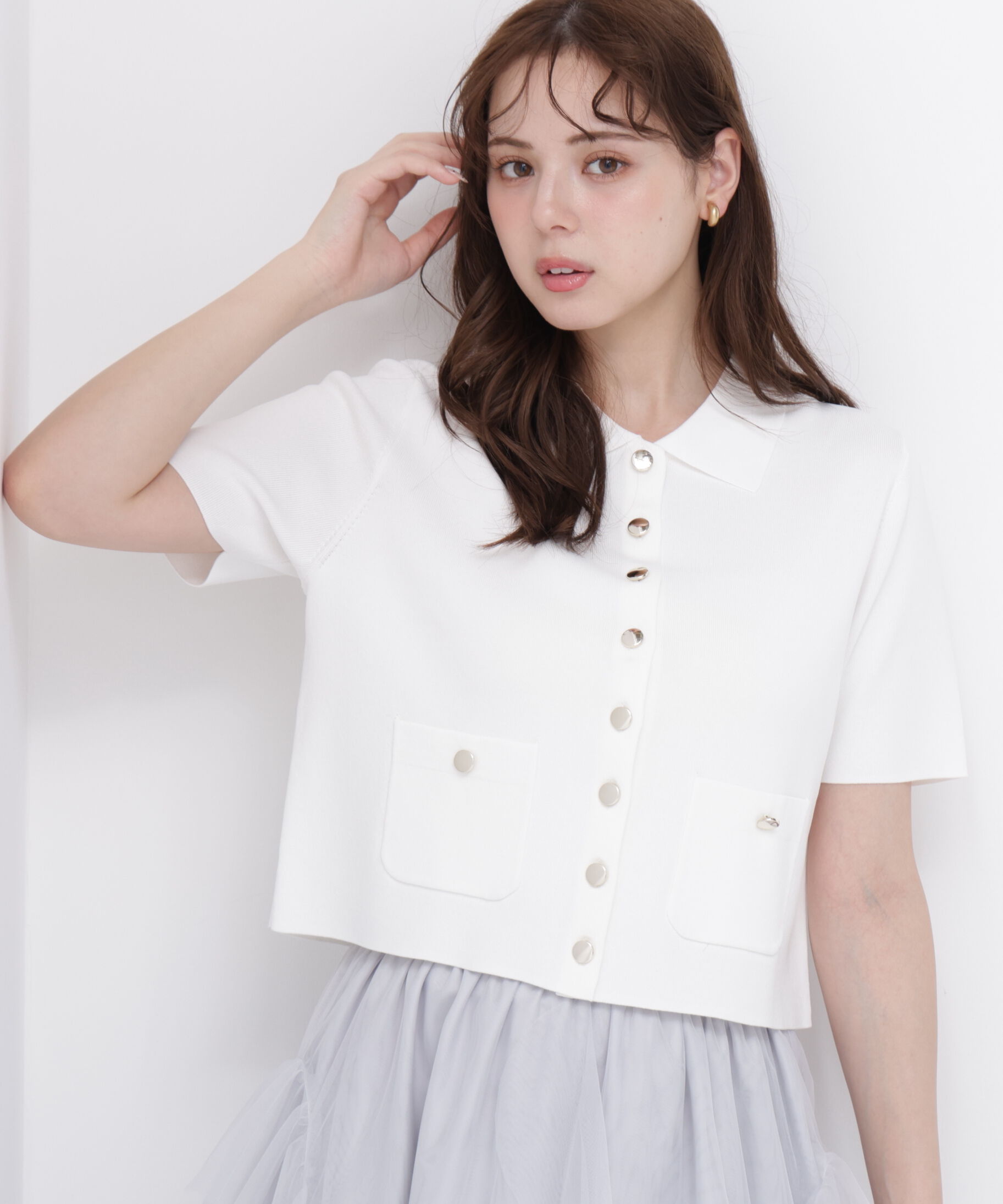PROPORTION BODY DRESSING「<中川紅葉さん着用><ｳｫｯｼｬﾌﾞﾙ/UVｶｯﾄ/接触冷感>ﾎﾟﾛ衿ﾆｯﾄ  」|カーディガン|