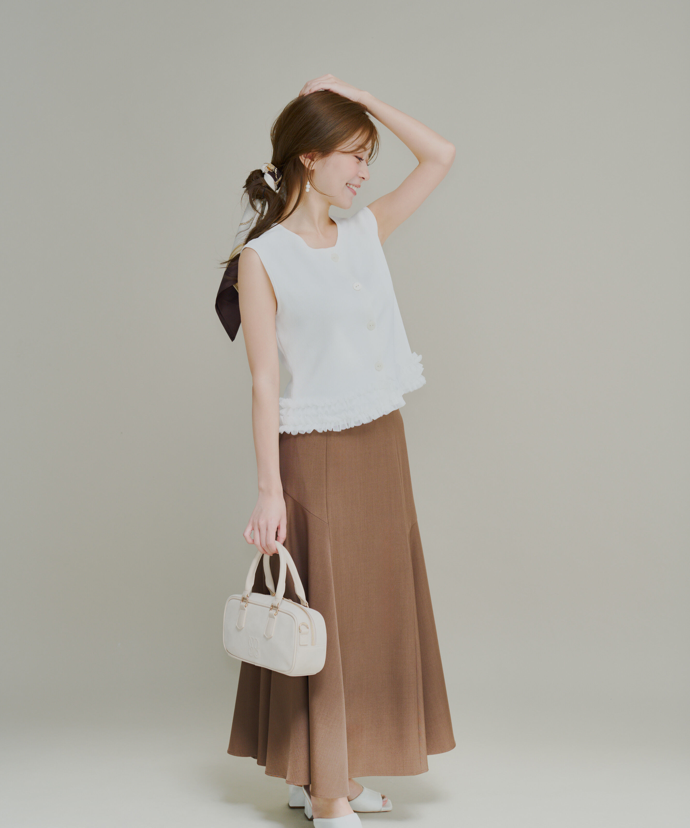 PROPORTION BODY DRESSING「＜a/mie＞ノースリーブフリルヘムニット」|カーディガン|