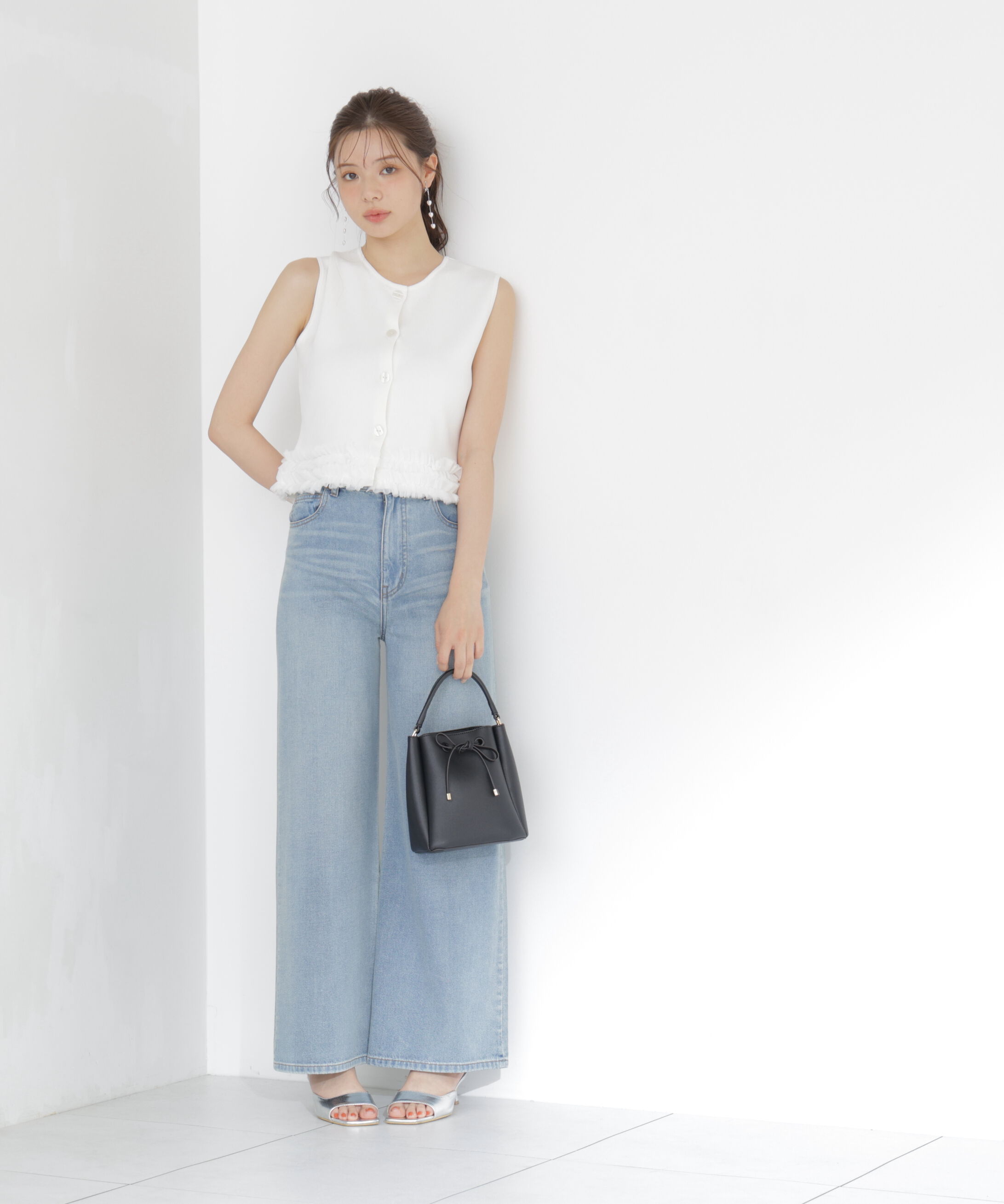 PROPORTION BODY DRESSING「＜a/mie＞ノースリーブフリルヘムニット」|カーディガン|