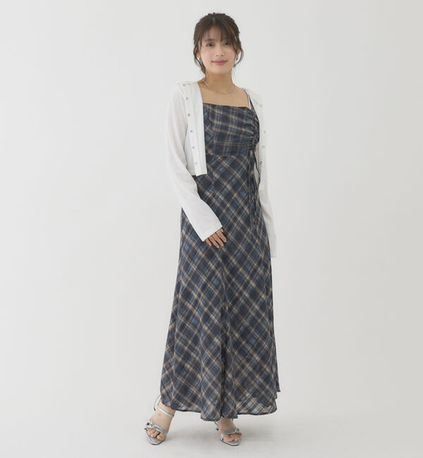 archives「チェックシフォンドロストキャミワンピース」|ワンピース|NAVY