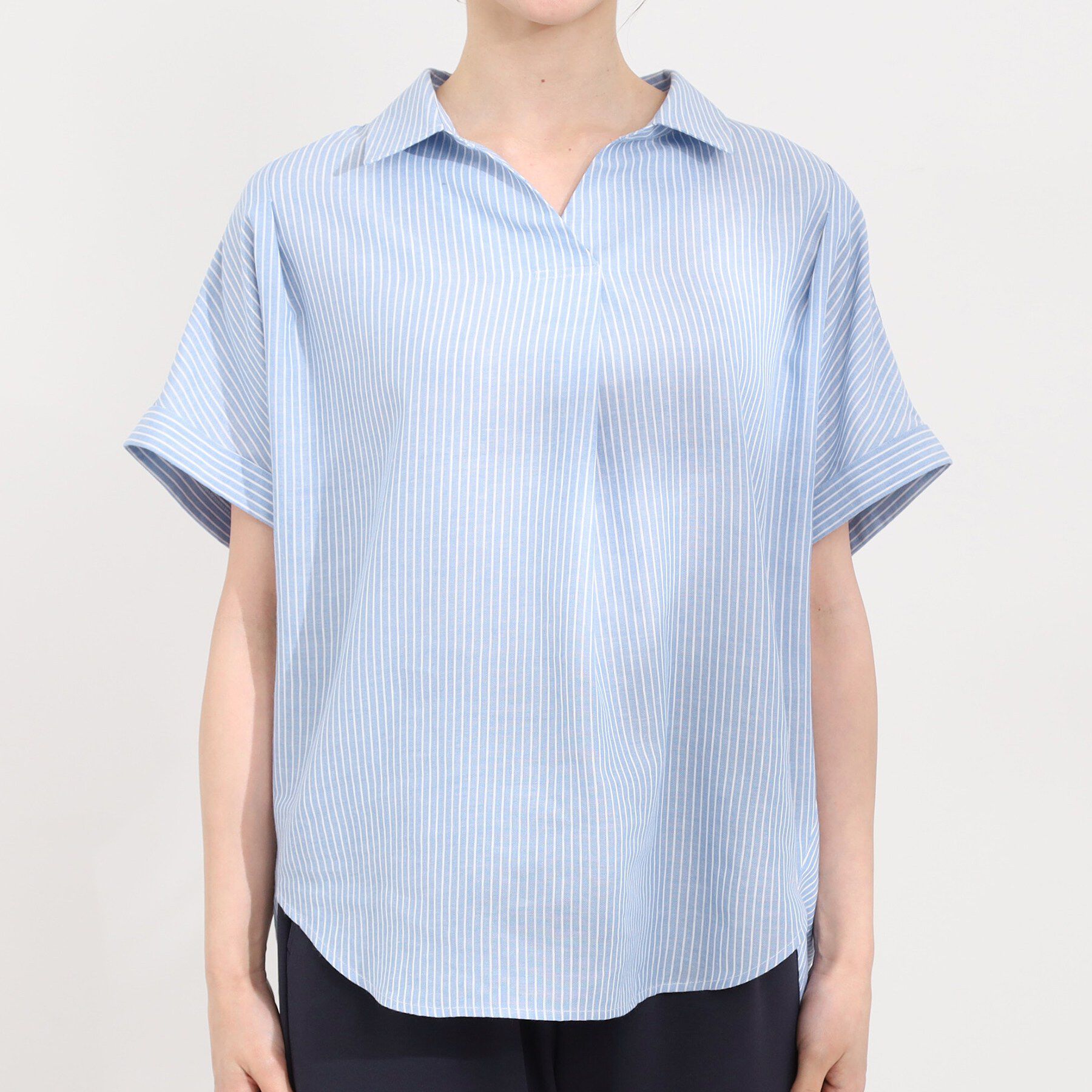 SHOO･LA･RUE「【ひんやり/UV】インせず着られる フレンチリネンスキッパーシャツ」|シャツ・ブラウス|