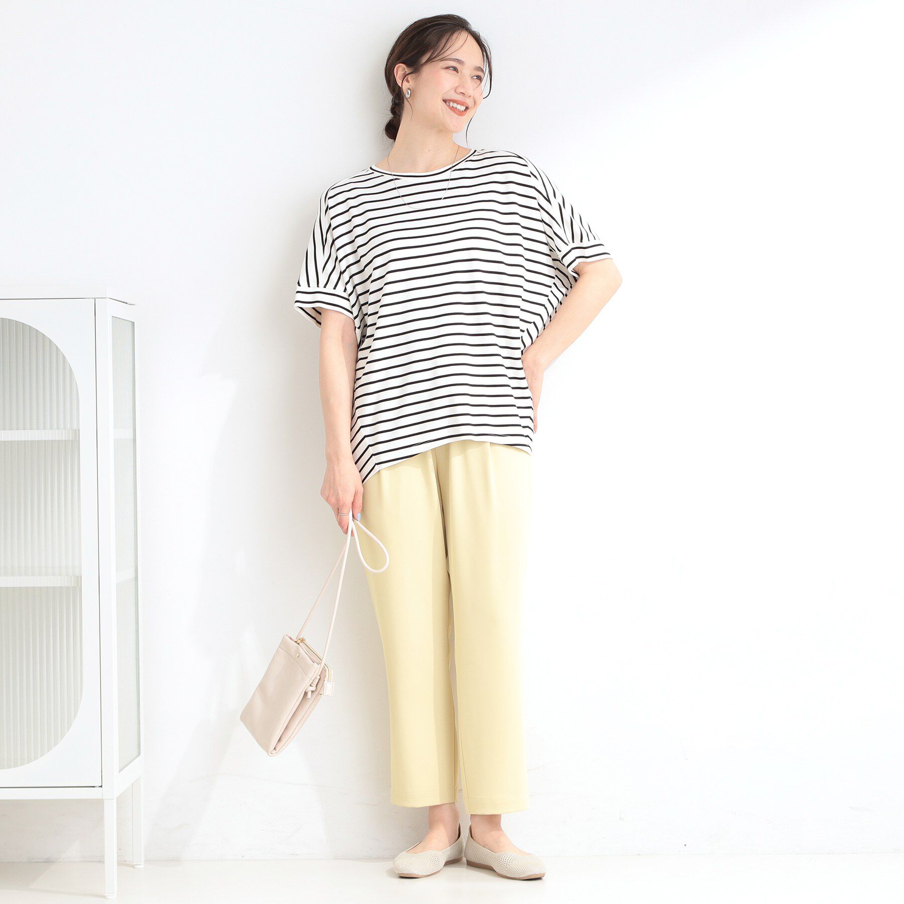 SHOO･LA･RUE「【ひんやり/UV/S-LL/体型カバー】ゆるっとインせず決まる ひやとろドルマンTシャツ」|Tシャツ・カットソー|