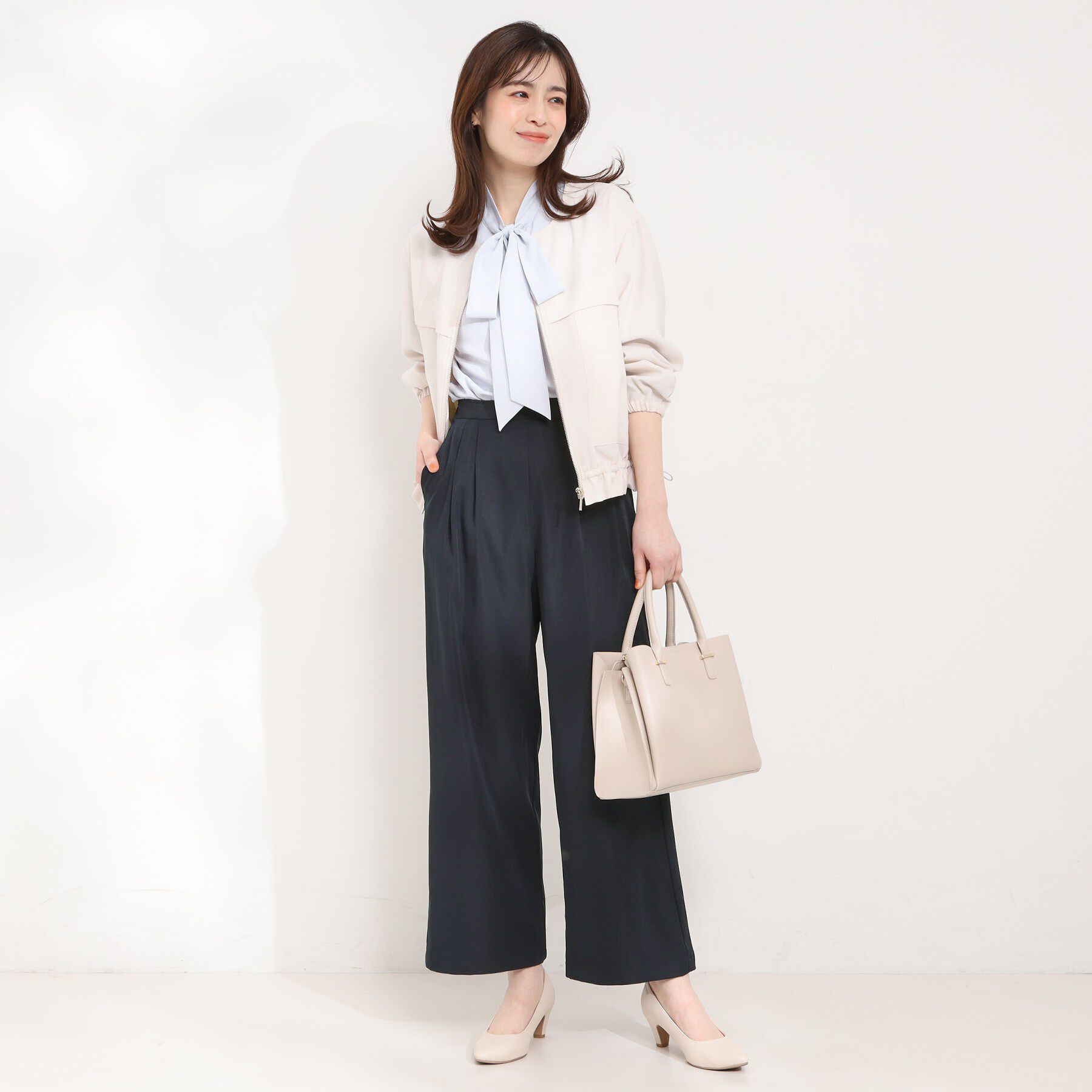 SHOO･LA･RUE「【洗濯機可/S-LL/体型カバー】オンオフ使える 大人のツータックワイドパンツ」|その他|