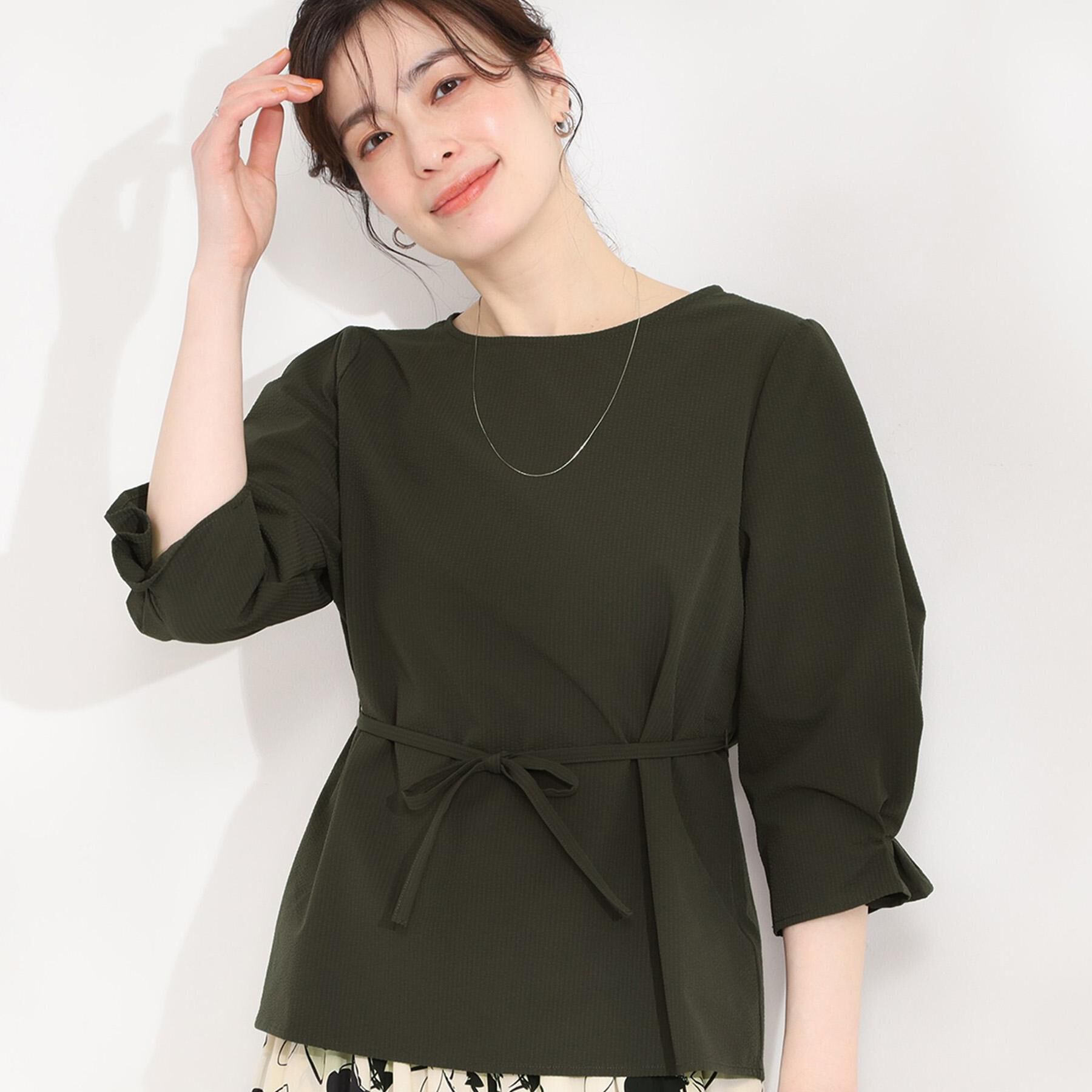 SHOO･LA･RUE「【洗濯機可/UV/3WAY】シルエットが変えられる ウエストリボンブラウス」|シャツ・ブラウス|