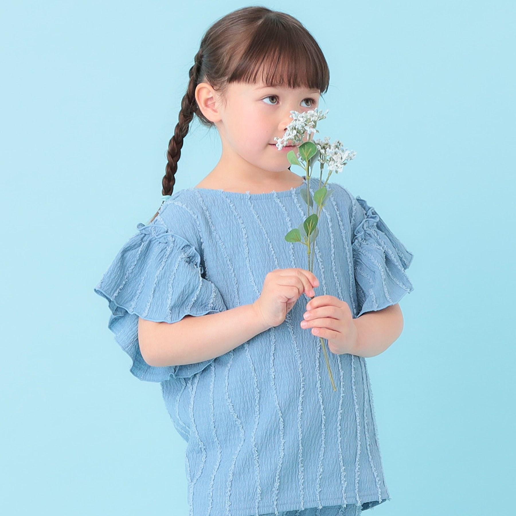 SHOO･LA･RUE「【100-150cm】フリンジジャカードフリルカットソー」|Tシャツ・カットソー|