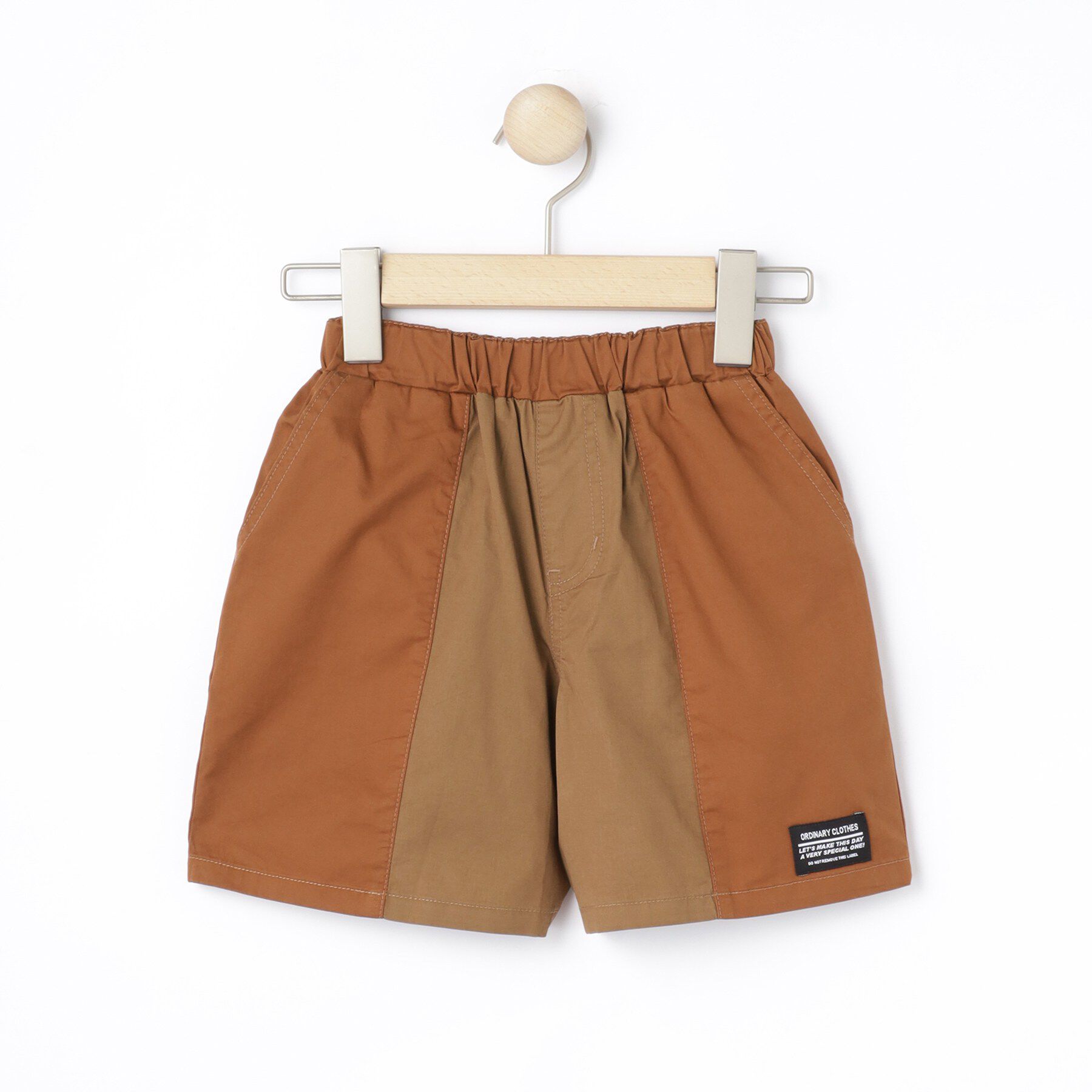 SHOO･LA･RUE「【100-150cm】バイカラーショートパンツ」|キュロット|ブラウン(543)
