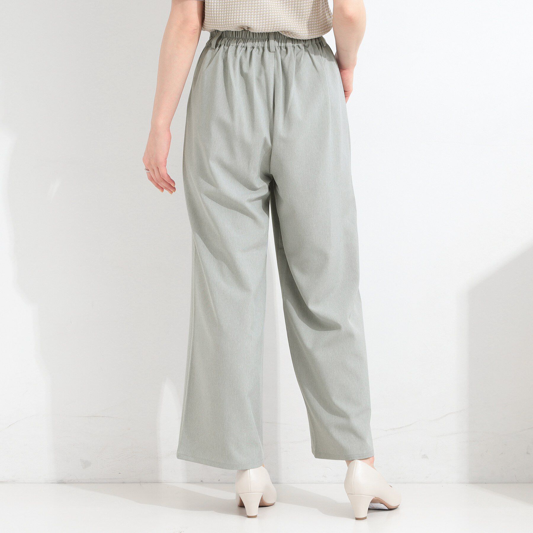 SHOO･LA･RUE「【S-LL】さらっと穿けてきれい見え 麻調タックワイドパンツ」|その他|