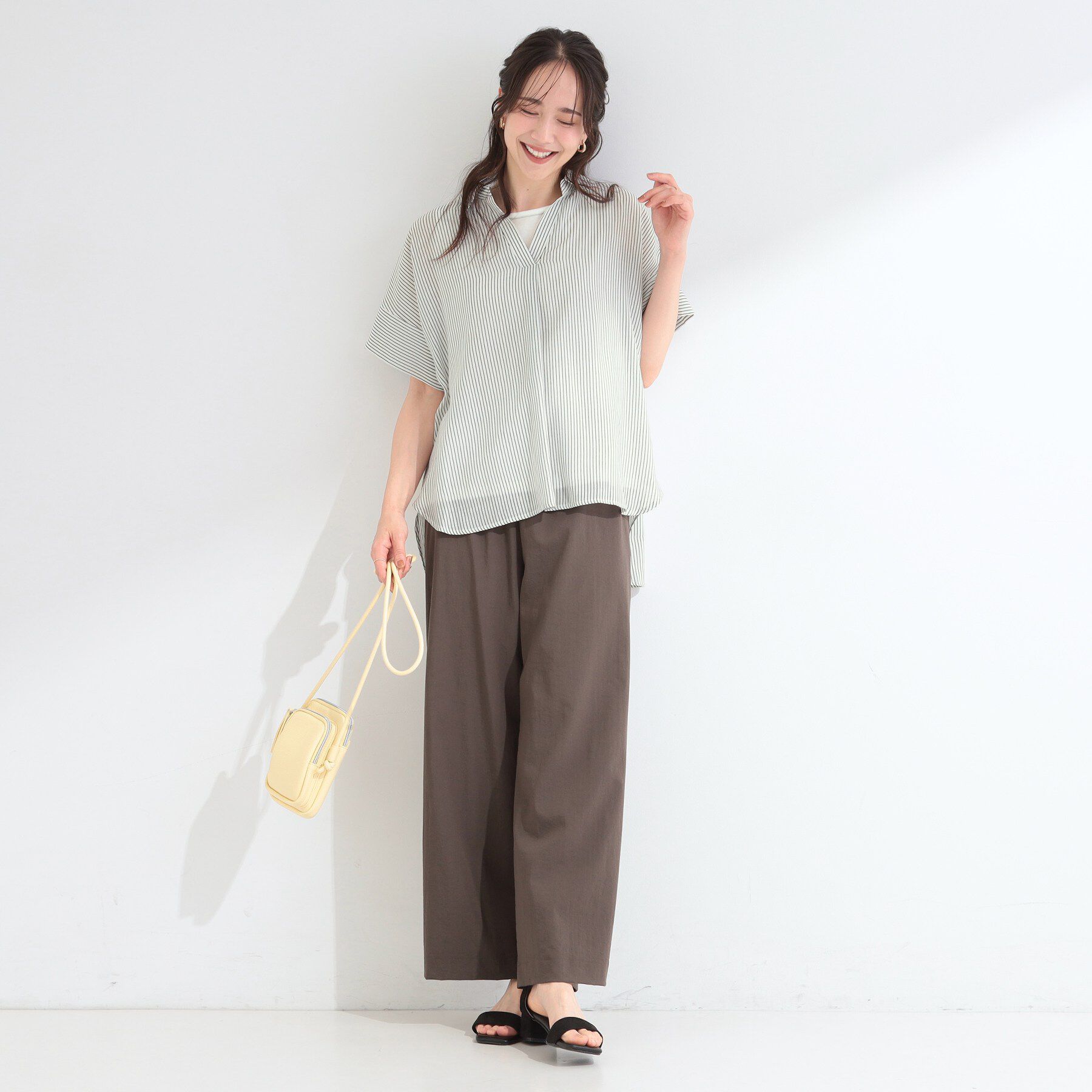 SHOO･LA･RUE「【2点セット/S-LL/洗濯機可】時短でコーデ決まる スラブスキッパーシャツ＋タンクトップ」|その他|