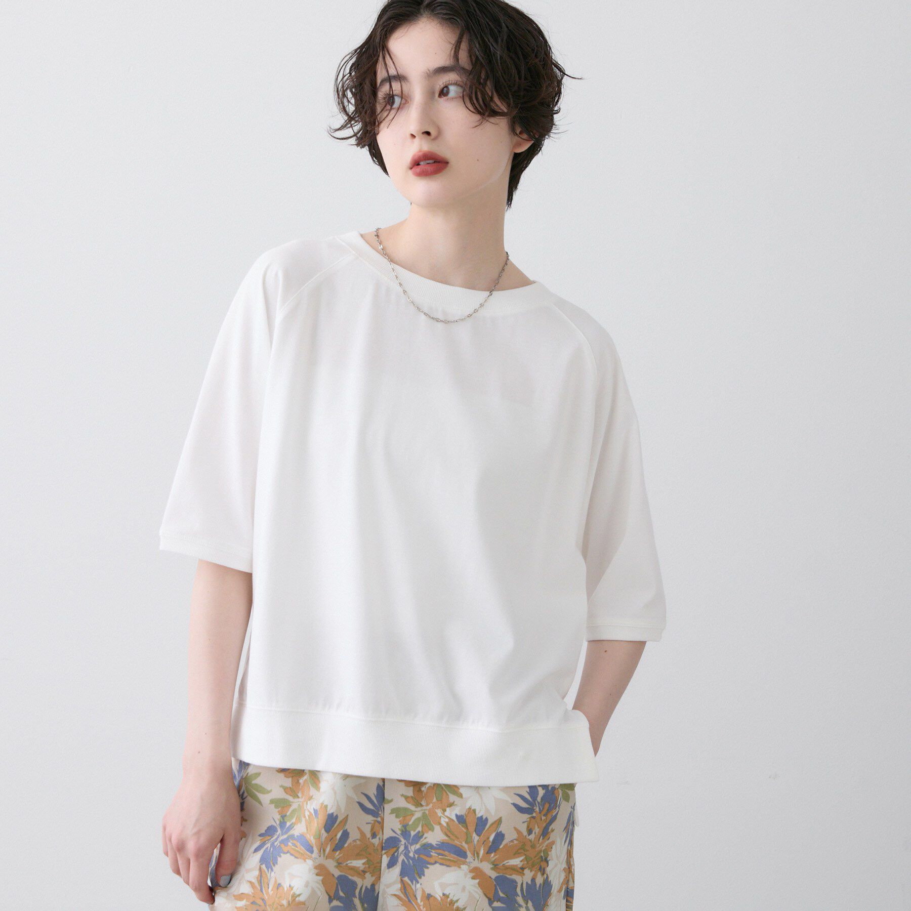Dessin「【UVカット/接触冷感】フォルムカットソー5分袖」|Tシャツ・カットソー|