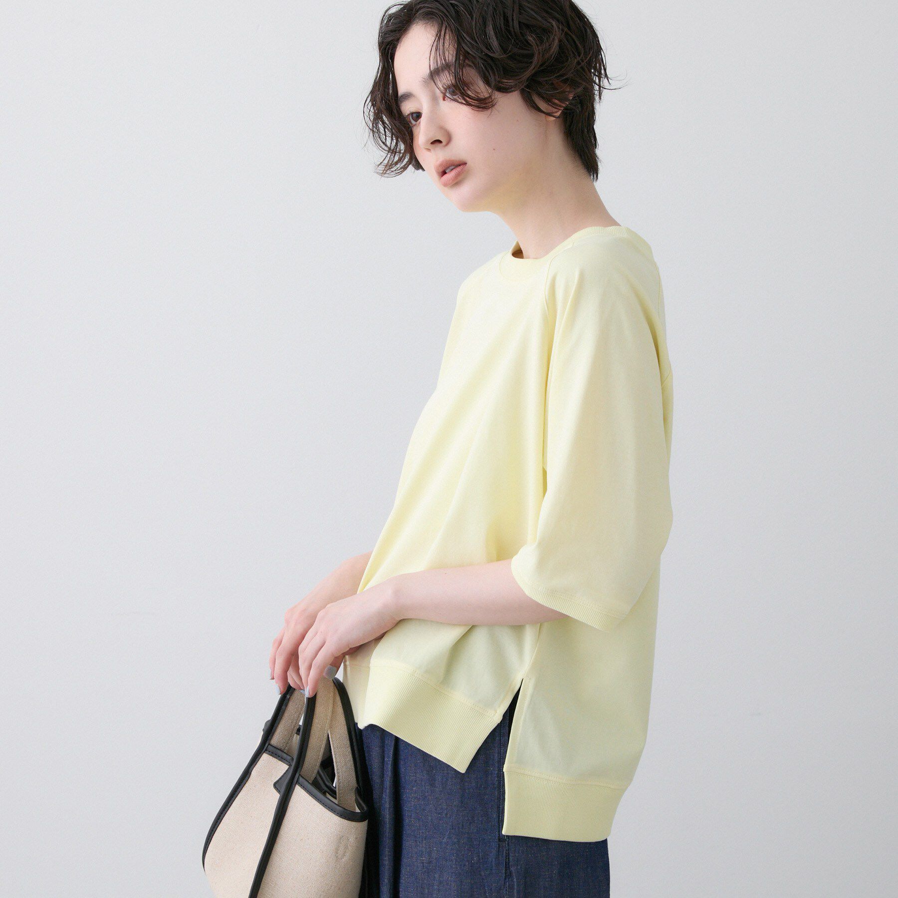 Dessin「【UVカット/接触冷感】フォルムカットソー5分袖」|Tシャツ・カットソー|