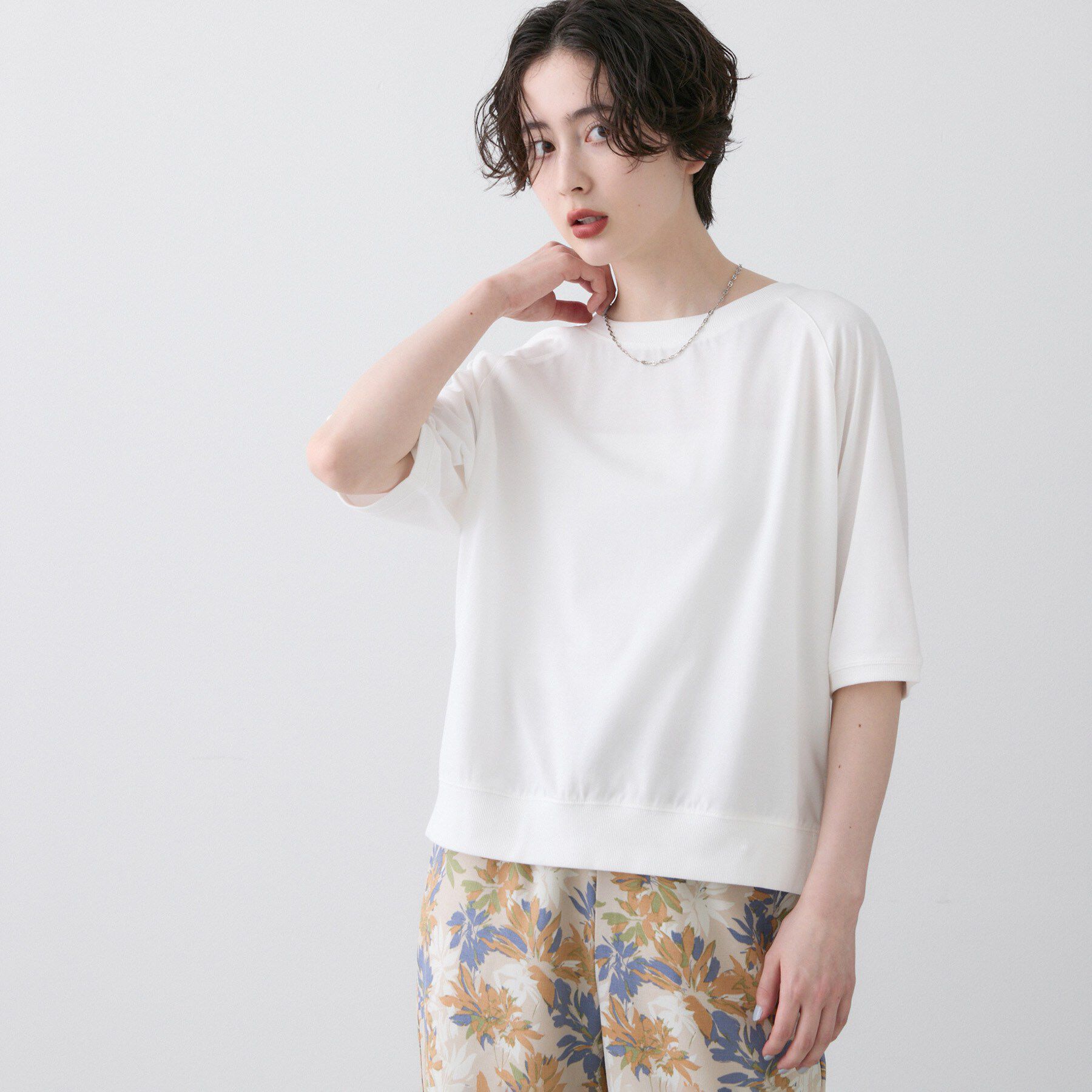 Dessin「【UVカット/接触冷感】フォルムカットソー5分袖」|Tシャツ・カットソー|