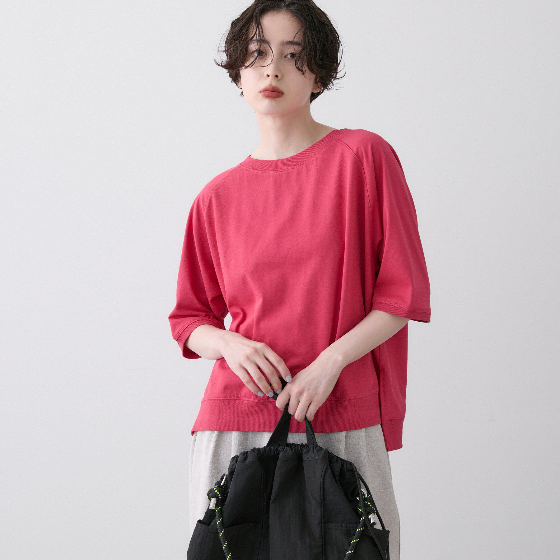 Dessin「【UVカット/接触冷感】フォルムカットソー5分袖」|Tシャツ・カットソー|