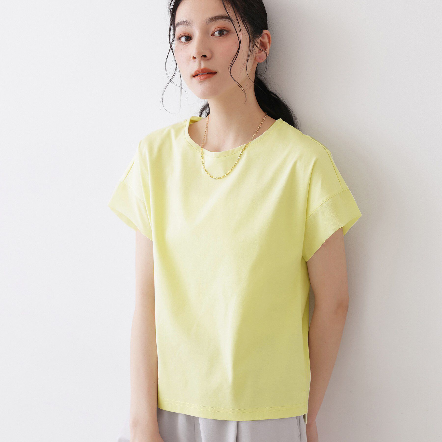 Dessin「【UVカット/接触冷感】美光沢カットソー」|Tシャツ・カットソー|ライトイエロー(03