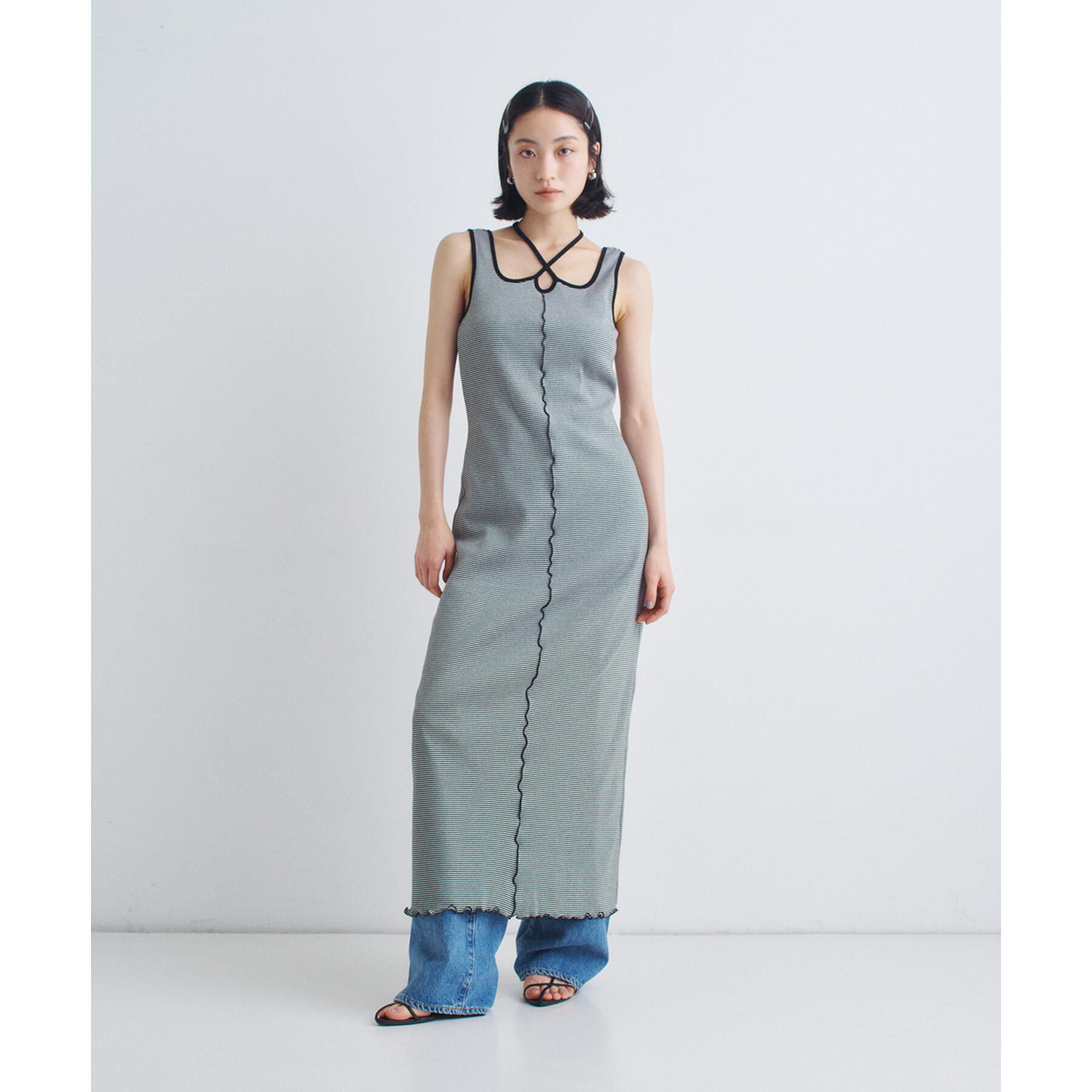 CODE A「【Cup-in】chic border jersey dress」|ワンピース|