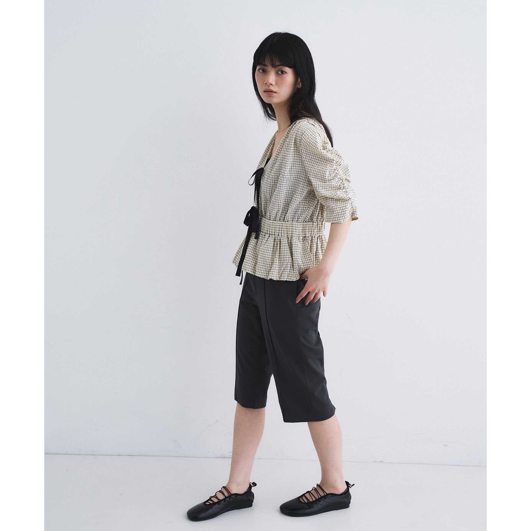 CODE A「front ribbon peplum blouse」|シャツ・ブラウス|