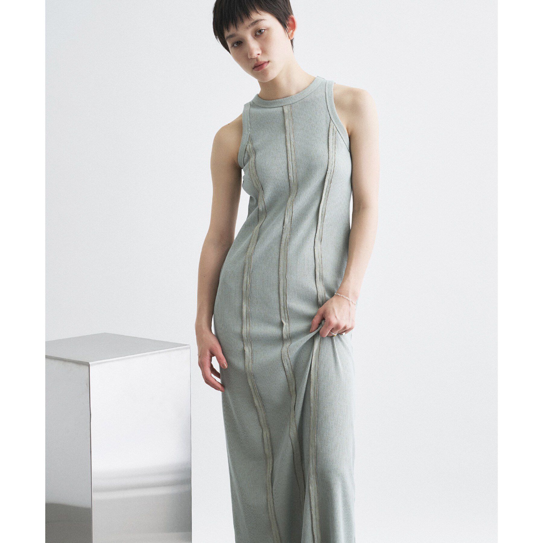 CODE A「【Cup-in】Jersey dress」|ワンピース|ライトグリーン(02