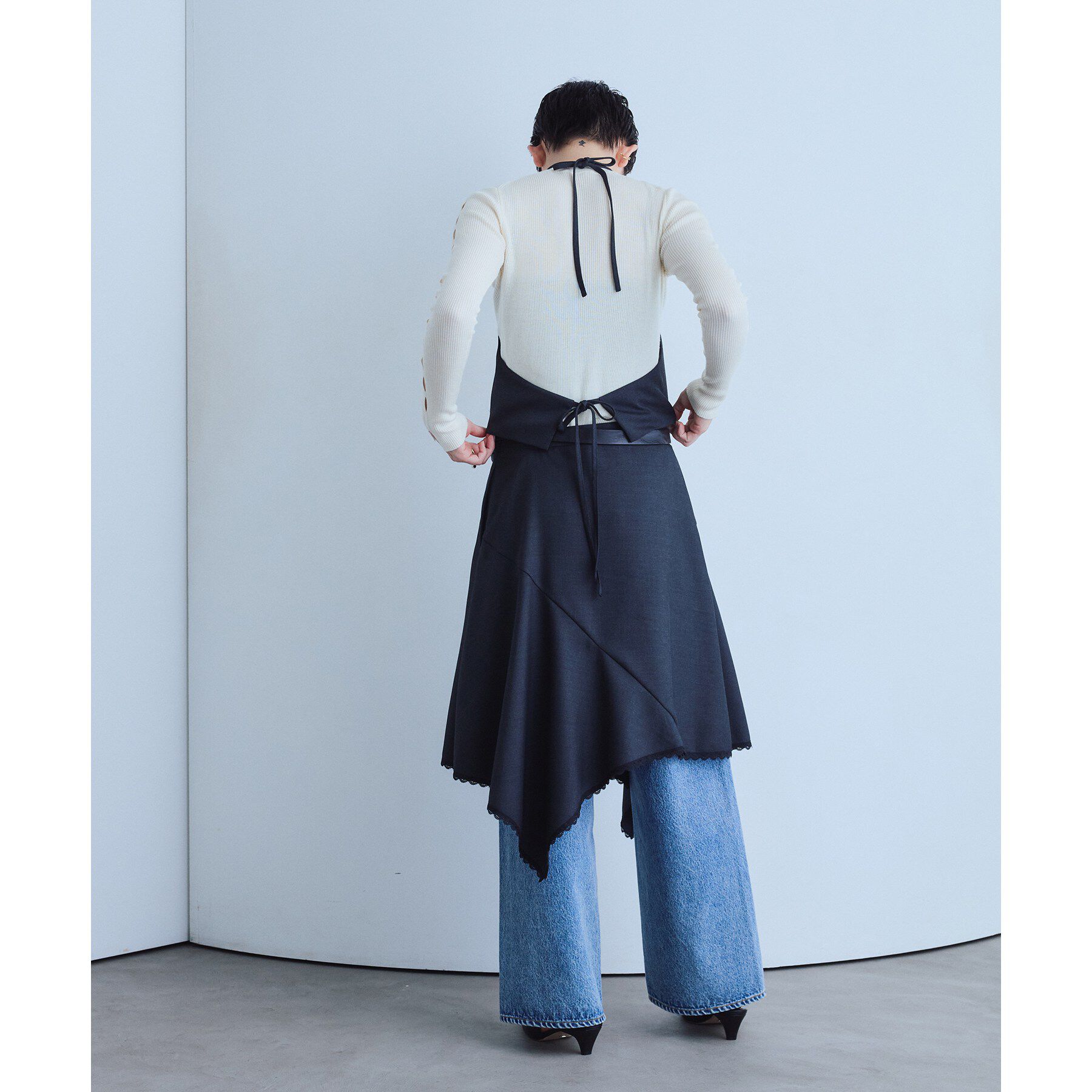 CODE A「asymmetric lace hem skirt」|スカート|