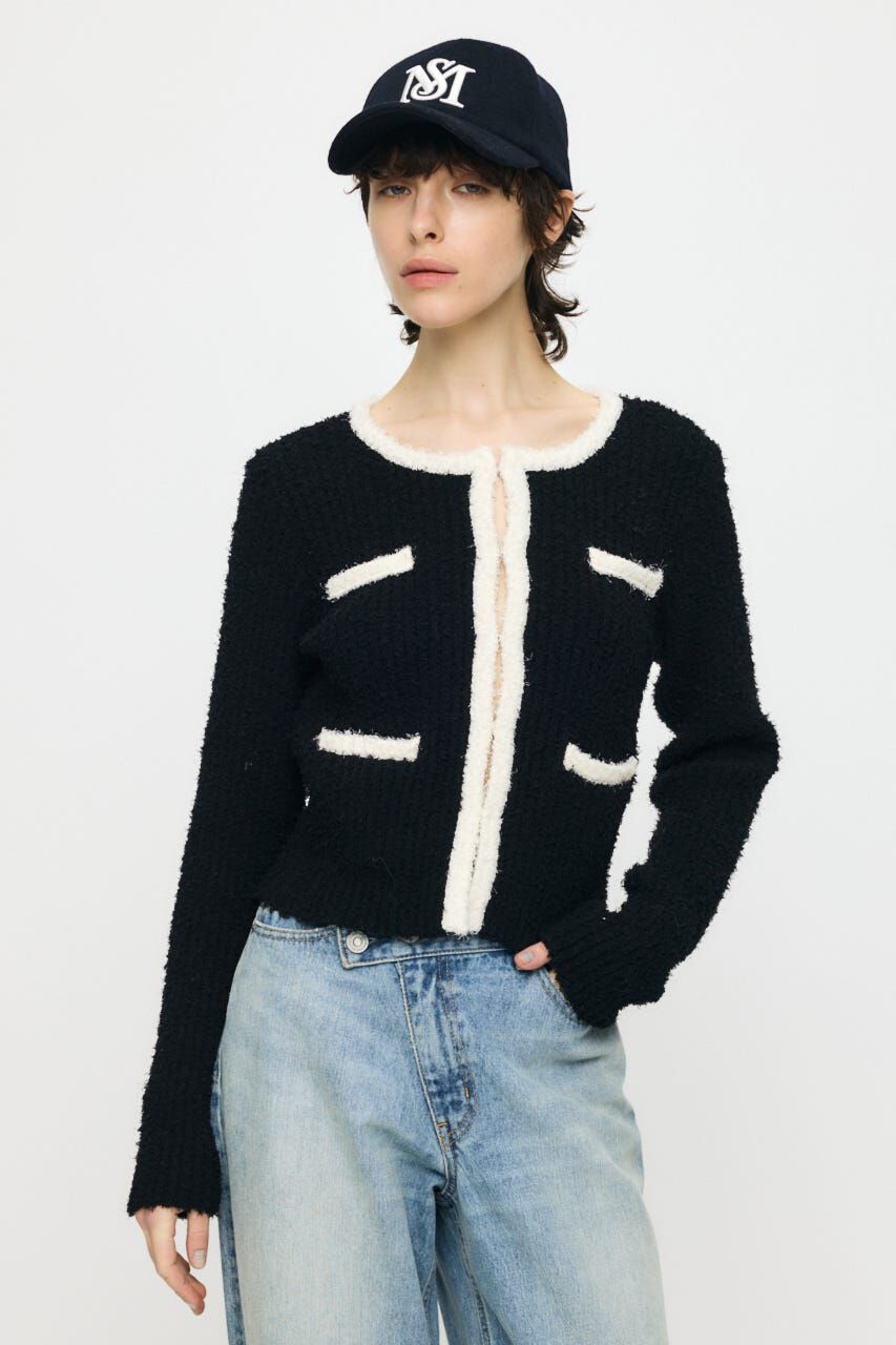 MOUSSY「FANCY YARN BI COLOR カーディガン」|カーディガン|BLK