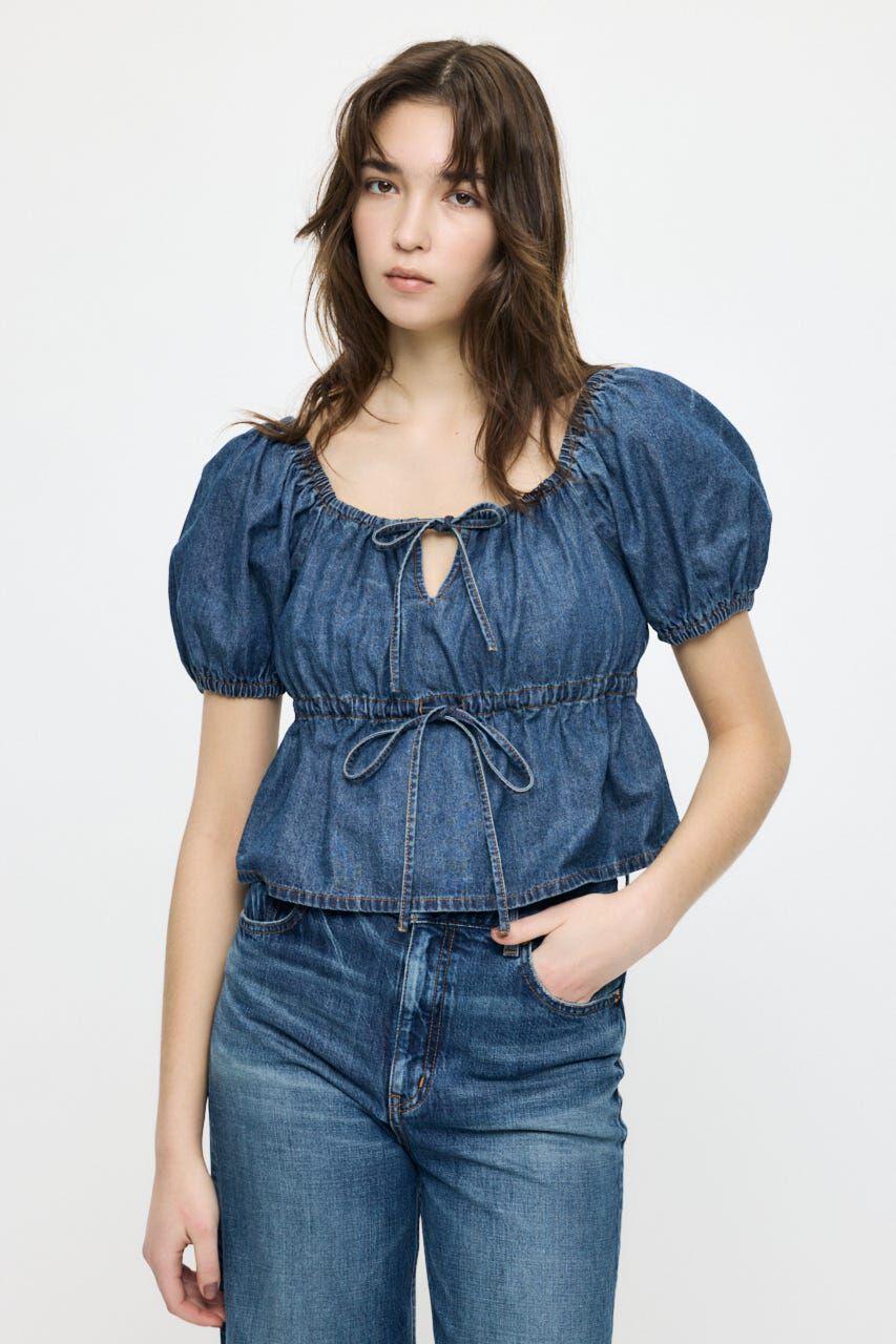 MOUSSY「DENIM PUFF ブラウス」|シャツ・ブラウス|BLU