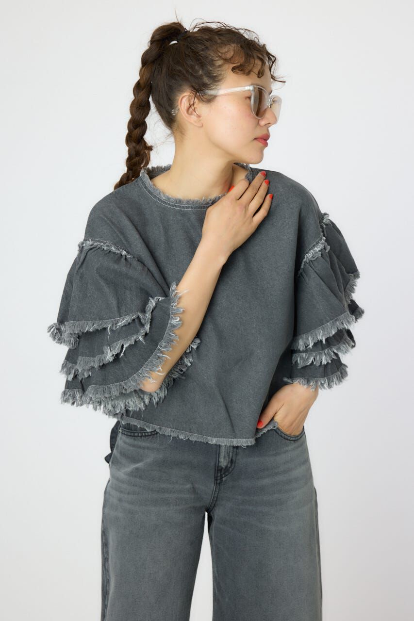 RODEO CROWNS「アームフリルデニムトップス」|Tシャツ・カットソー|