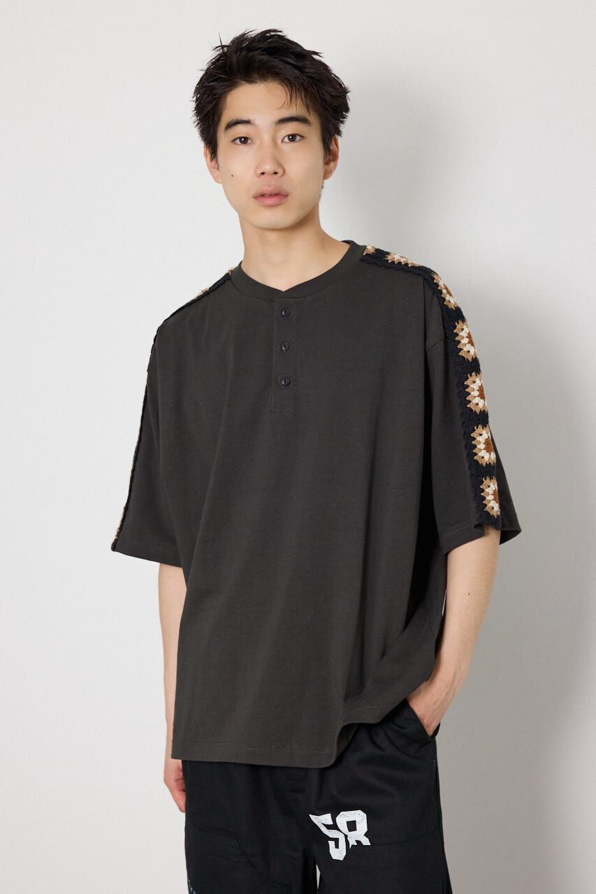 RODEO CROWNS「クロシェラインヘンリーTシャツ」|Tシャツ・カットソー|BLK