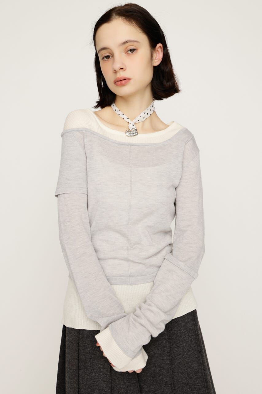 SLY「LAYERED KNIT トップス」|ニット・セーター|M/GRY7