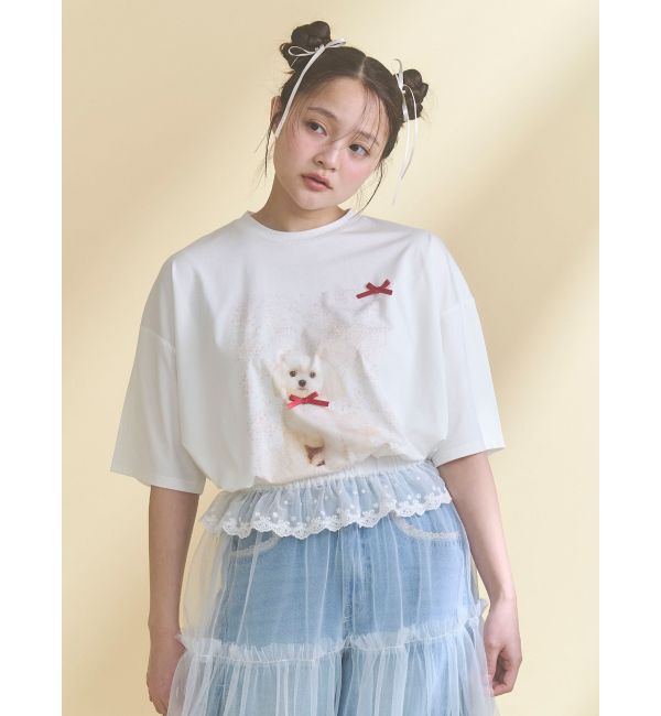 merry jenny「ribbon dog collage tee」|Tシャツ・カットソー|