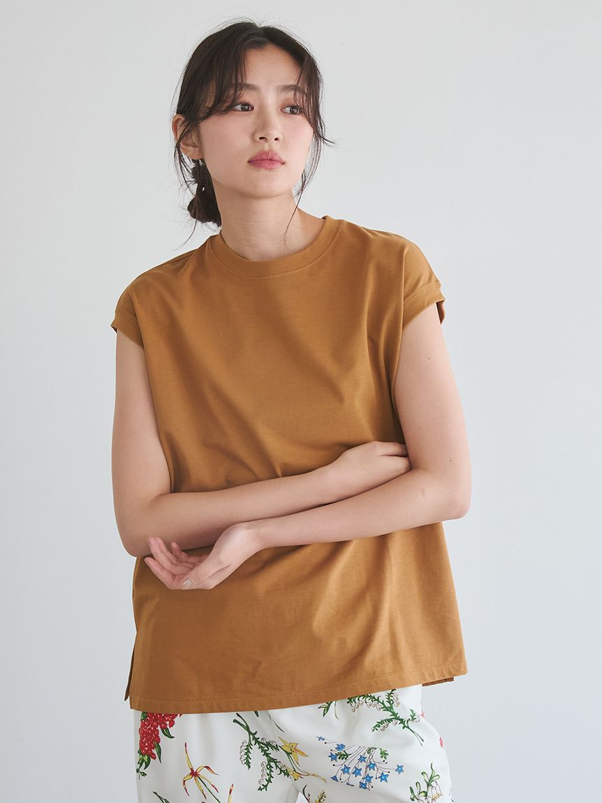 Mila Owen「【接触冷感】ハイラインフレンチスリーブカットＴＯＰＳ」|Tシャツ・カットソー|