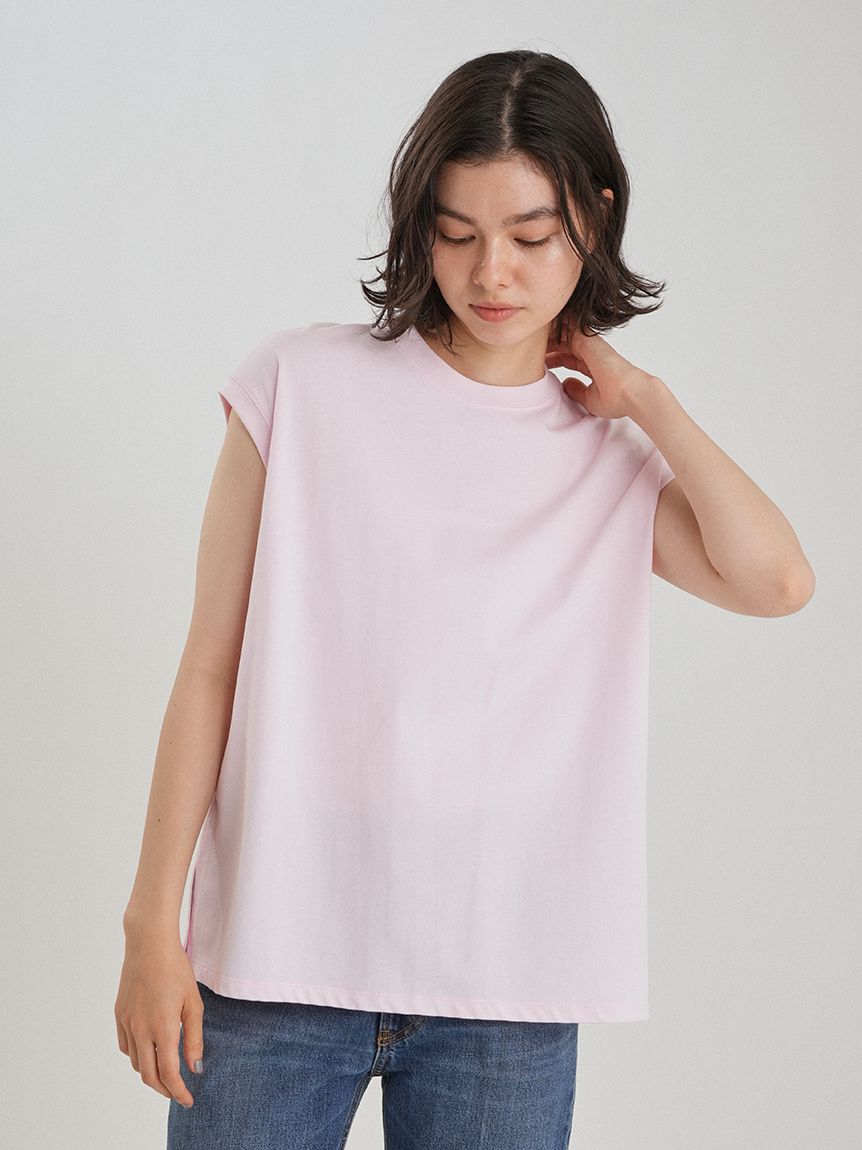 Mila Owen「【接触冷感】ハイラインフレンチスリーブカットＴＯＰＳ」|Tシャツ・カットソー|PNK