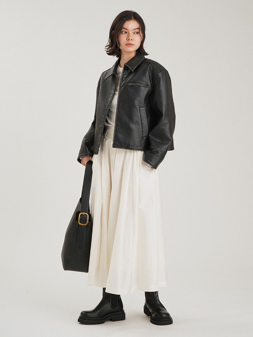 Mila Owen「ヴィンテージフェイクレザーブルゾン」|ライダースジャケット|