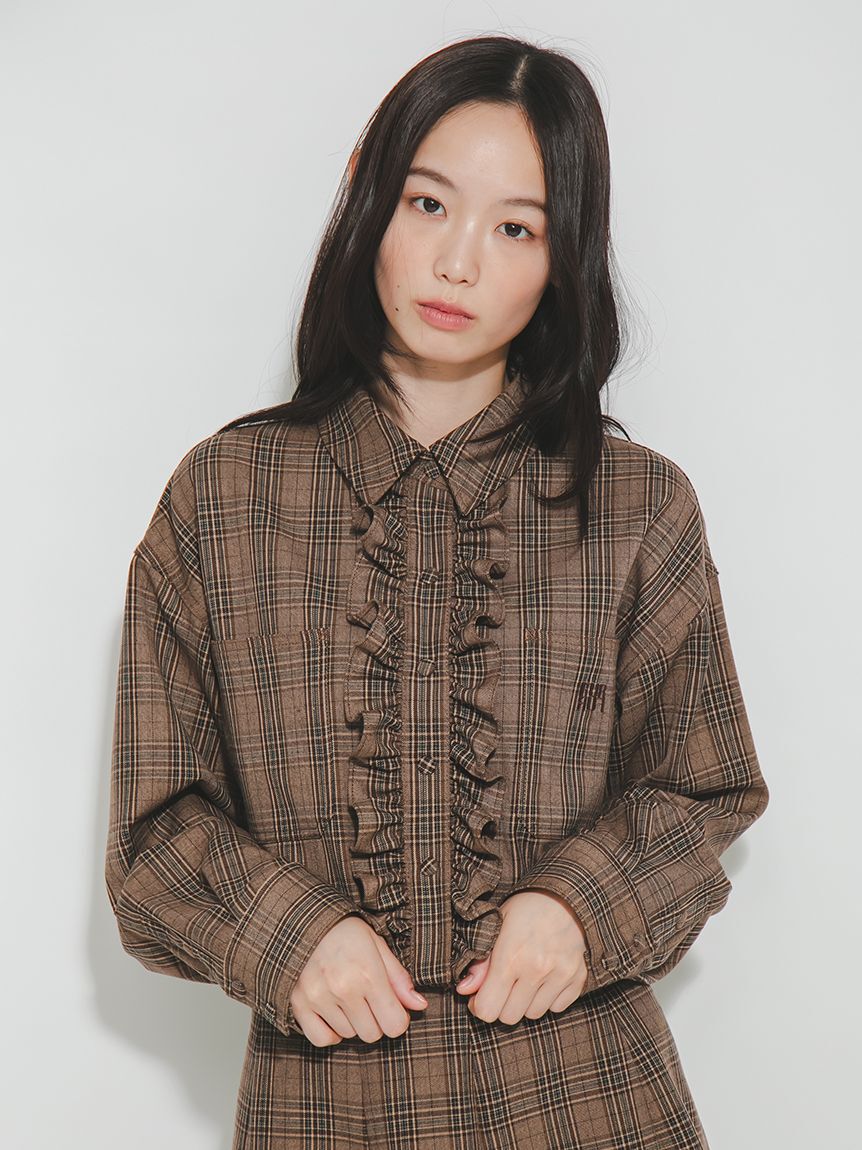 FURFUR「ロゴ刺繍フリルシャツ」|シャツ・ブラウス|