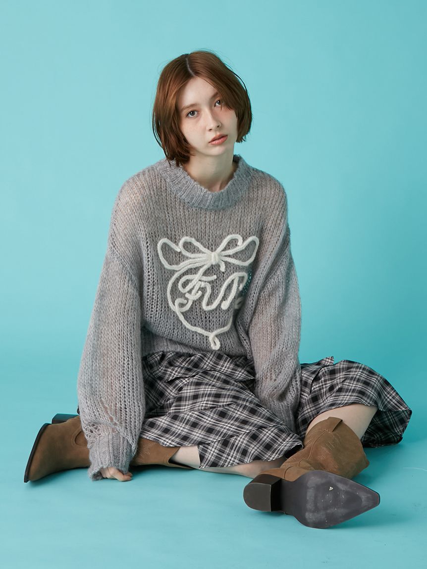 FURFUR「リボンロゴ刺繍セーター」|ニット・セーター|