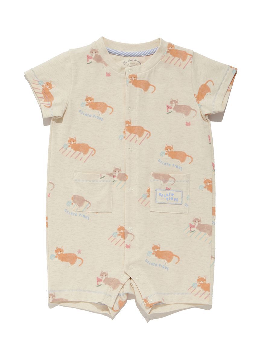 GELATO PIQUE KIDS & BABY「【BABY】シーサイドキャット柄半袖ロンパース」|ロンパース|