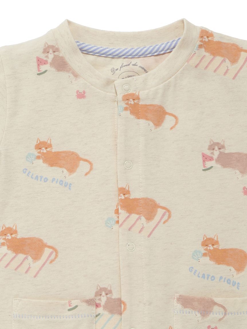GELATO PIQUE KIDS & BABY「【BABY】シーサイドキャット柄半袖ロンパース」|ロンパース|