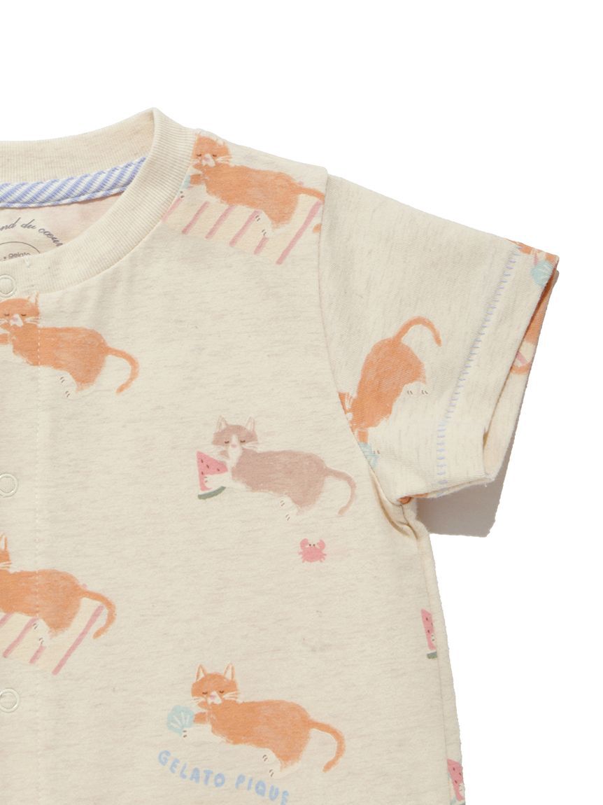 GELATO PIQUE KIDS & BABY「【BABY】シーサイドキャット柄半袖ロンパース」|ロンパース|