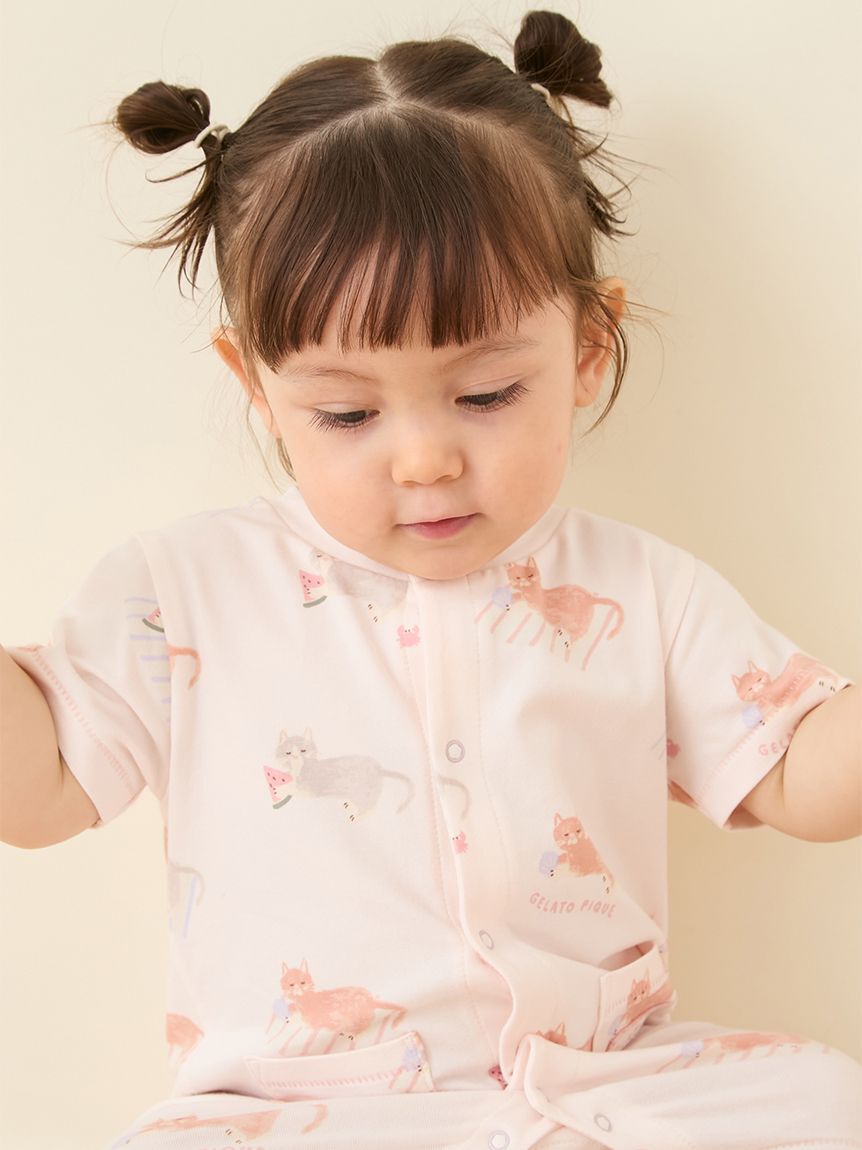 GELATO PIQUE KIDS & BABY「【BABY】シーサイドキャット柄半袖ロンパース」|ロンパース|