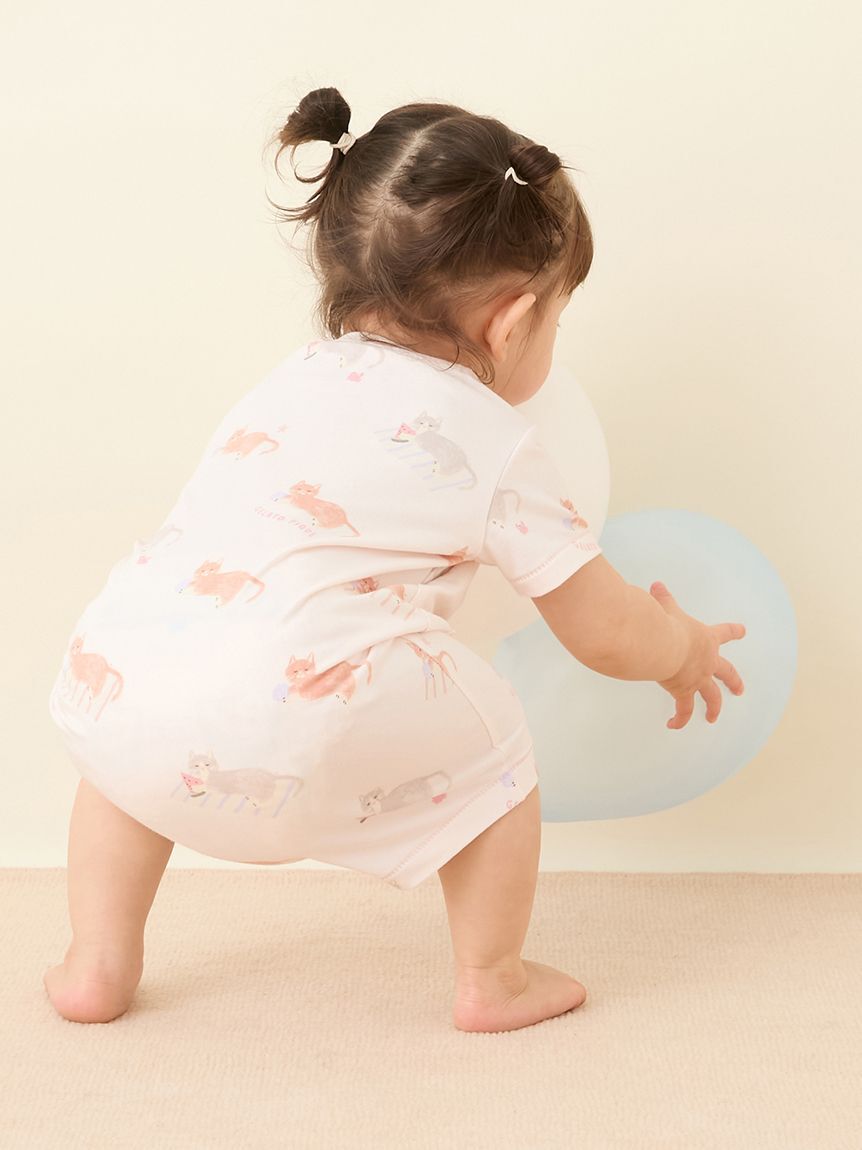 GELATO PIQUE KIDS & BABY「【BABY】シーサイドキャット柄半袖ロンパース」|ロンパース|