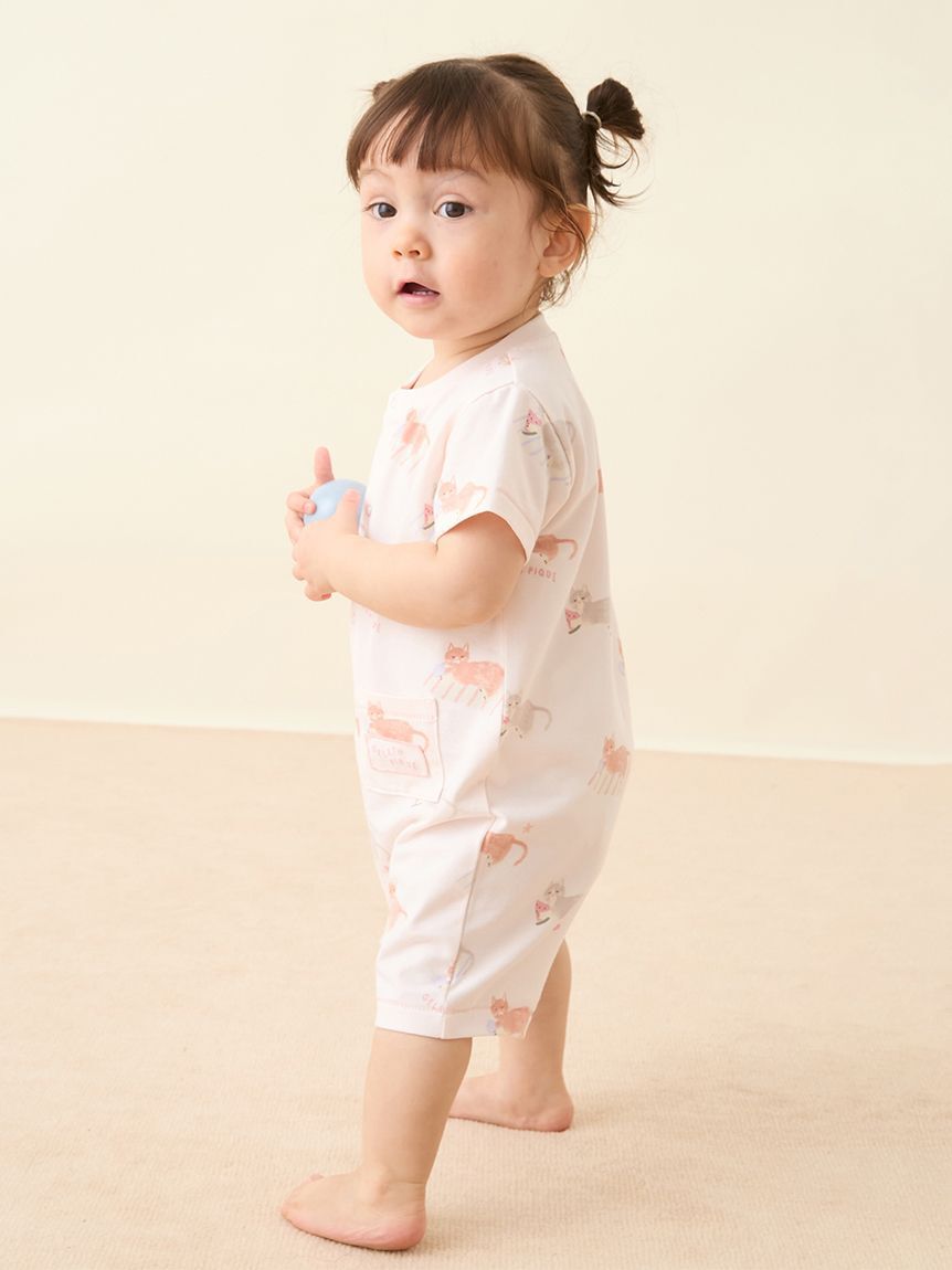 GELATO PIQUE KIDS & BABY「【BABY】シーサイドキャット柄半袖ロンパース」|ロンパース|
