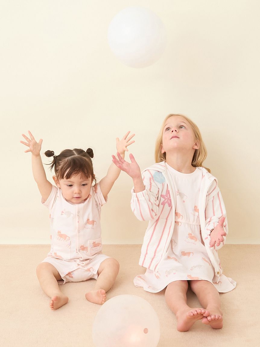 GELATO PIQUE KIDS & BABY「【BABY】シーサイドキャット柄半袖ロンパース」|ロンパース|