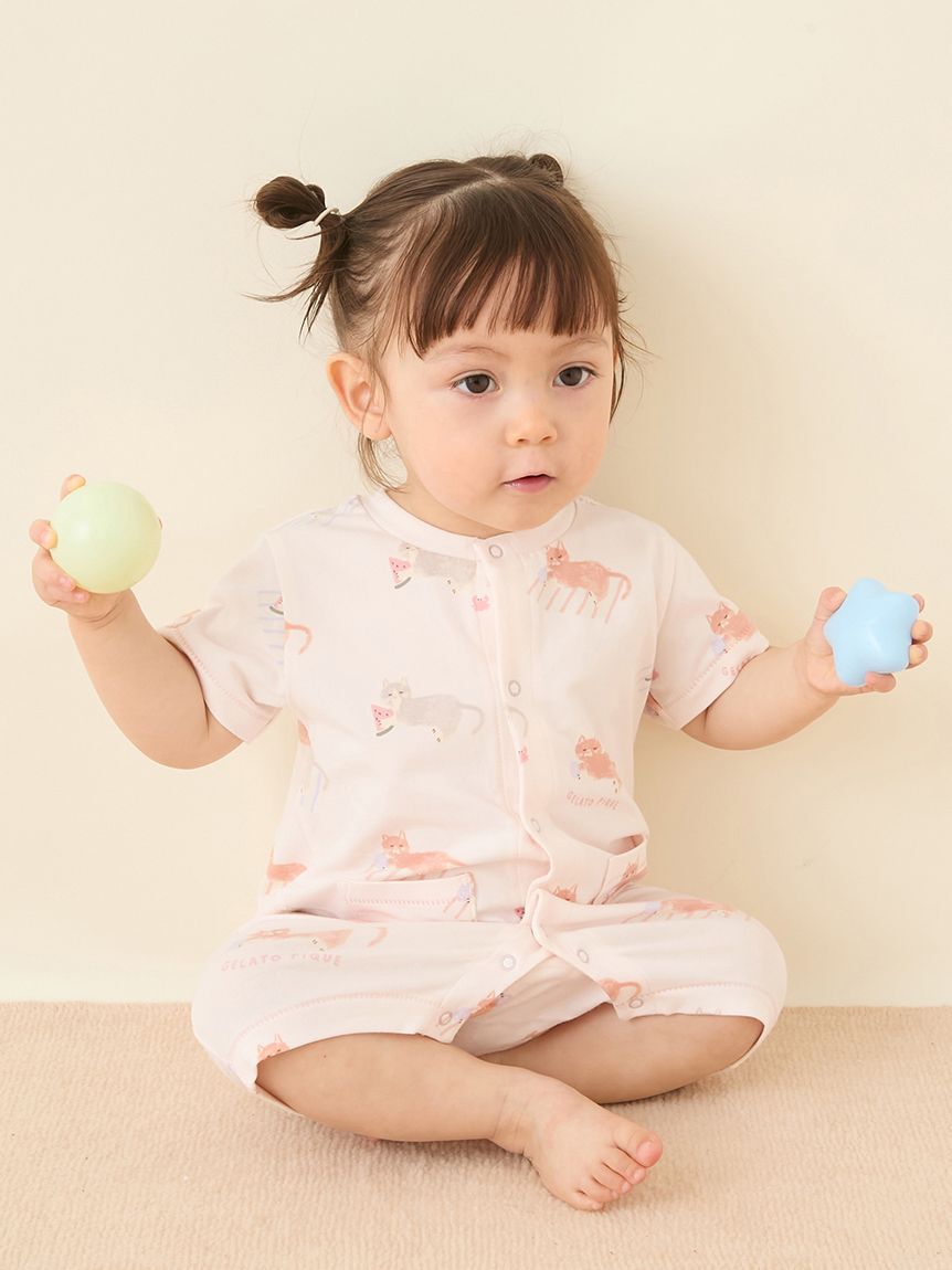 GELATO PIQUE KIDS & BABY「【BABY】シーサイドキャット柄半袖ロンパース」|ロンパース|PNK