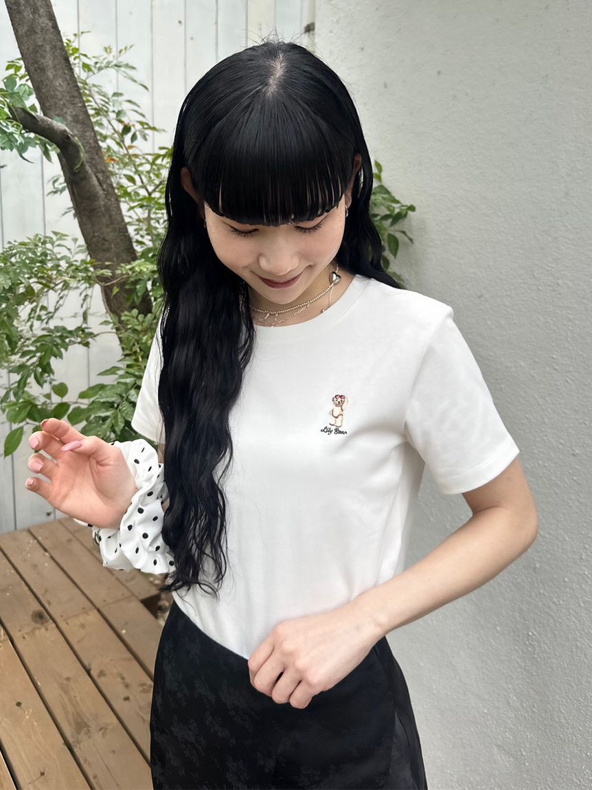 LILY BROWN「【Lily Bear】コンパクトTシャツ(接触冷感)」|Tシャツ・カットソー|WHT
