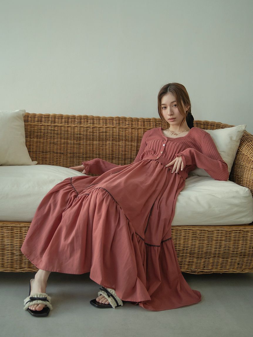 LILY BROWN「【限定カラー】【ウォッシャブル】ニットドッキングワンピース」|ワンピース|