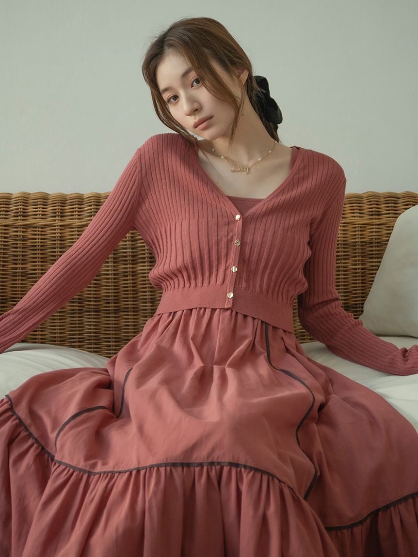 LILY BROWN「【限定カラー】【ウォッシャブル】ニットドッキングワンピース」|ワンピース|