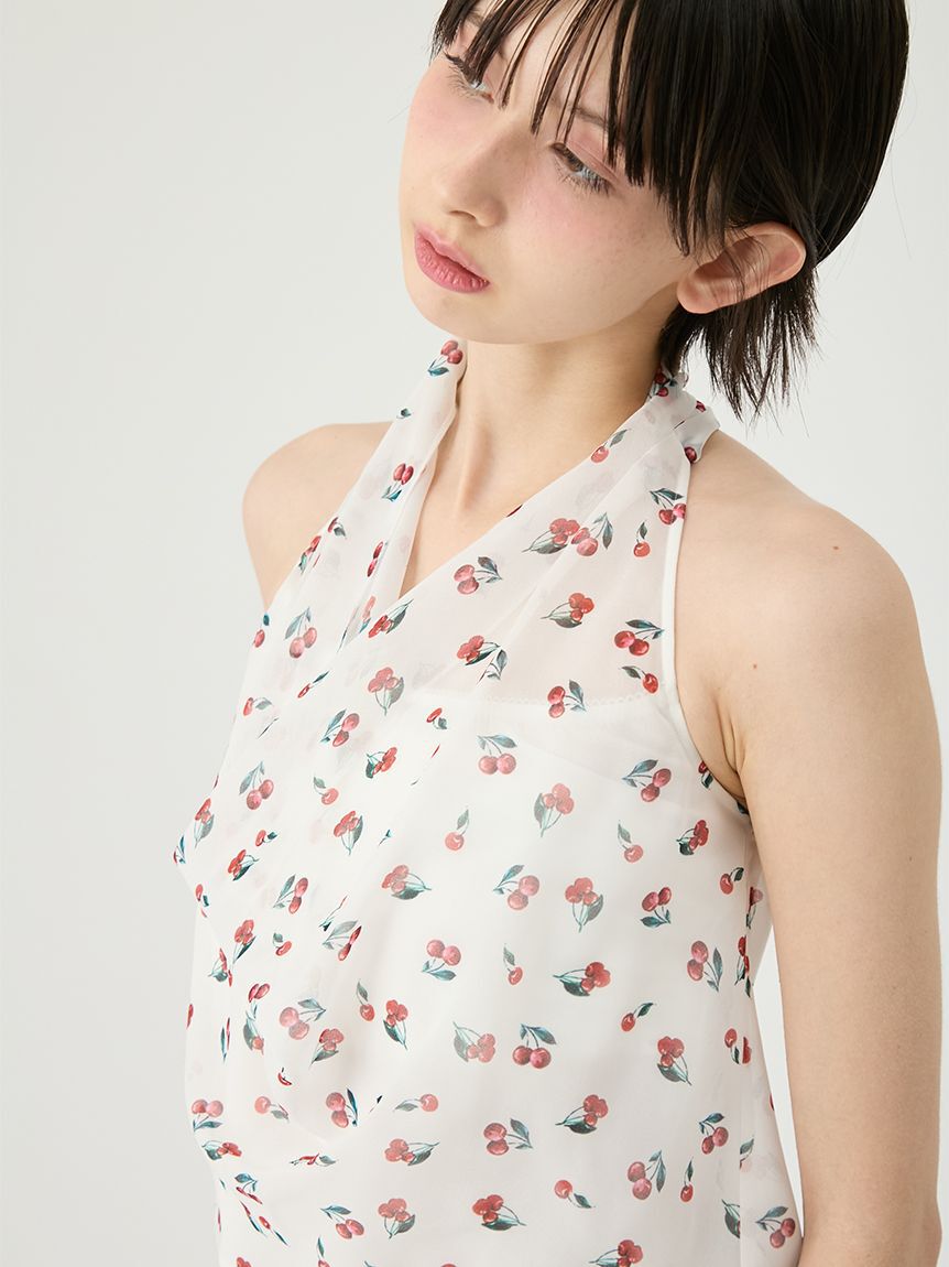LILY BROWN「フルーツシフォンホルタートップス」|Tシャツ・カットソー|