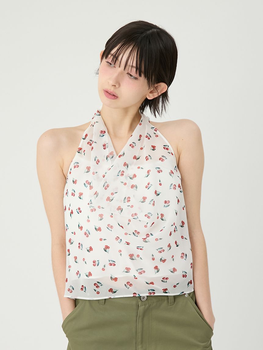 LILY BROWN「フルーツシフォンホルタートップス」|Tシャツ・カットソー|