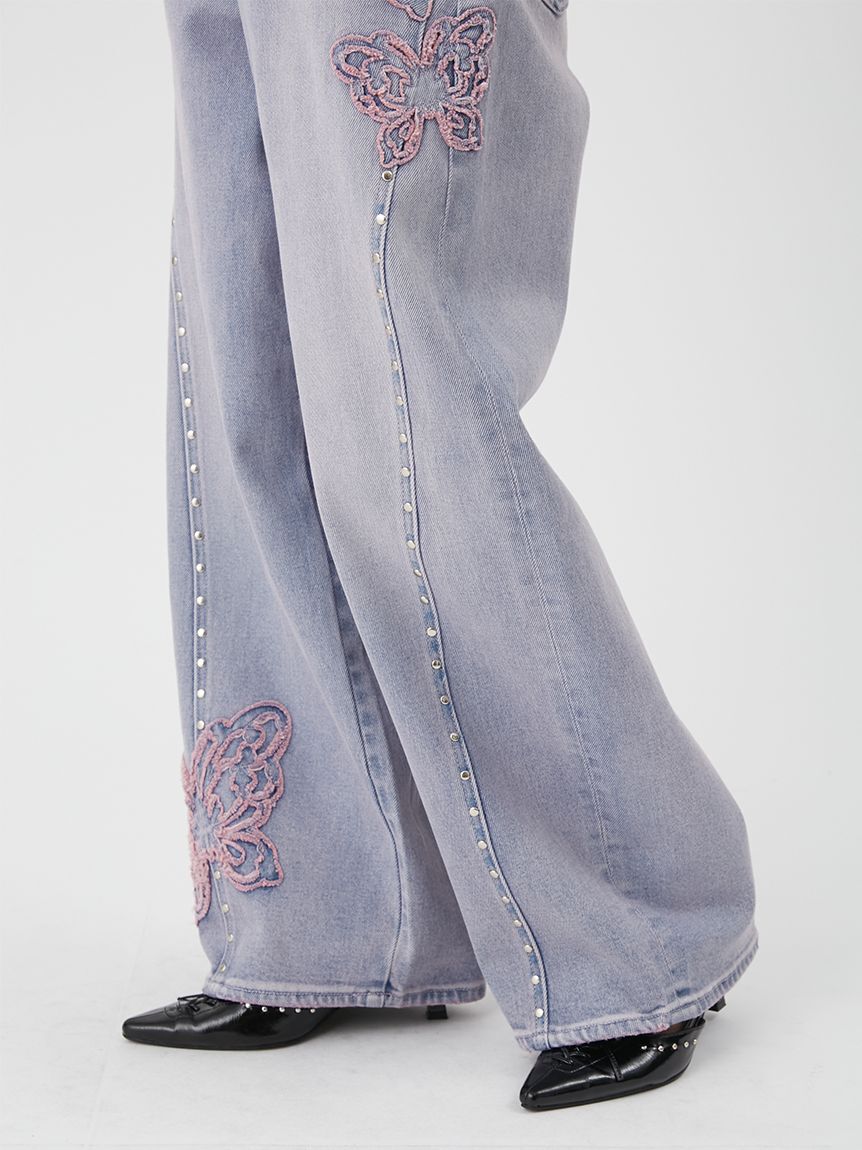 LILY BROWN「【LILY BROWN&times;ANNA SUI】バタフライワイドデニムパンツ」|デニム|