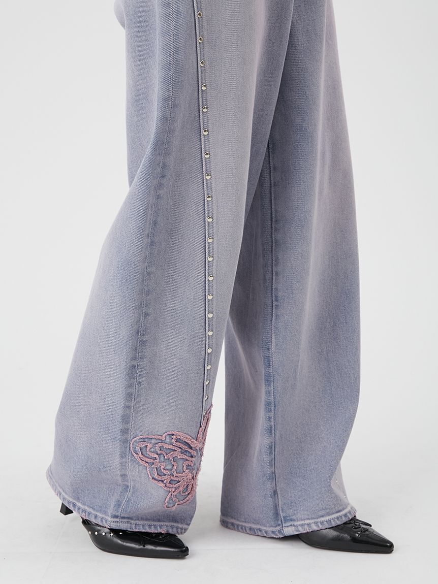 LILY BROWN「【LILY BROWN&times;ANNA SUI】バタフライワイドデニムパンツ」|デニム|