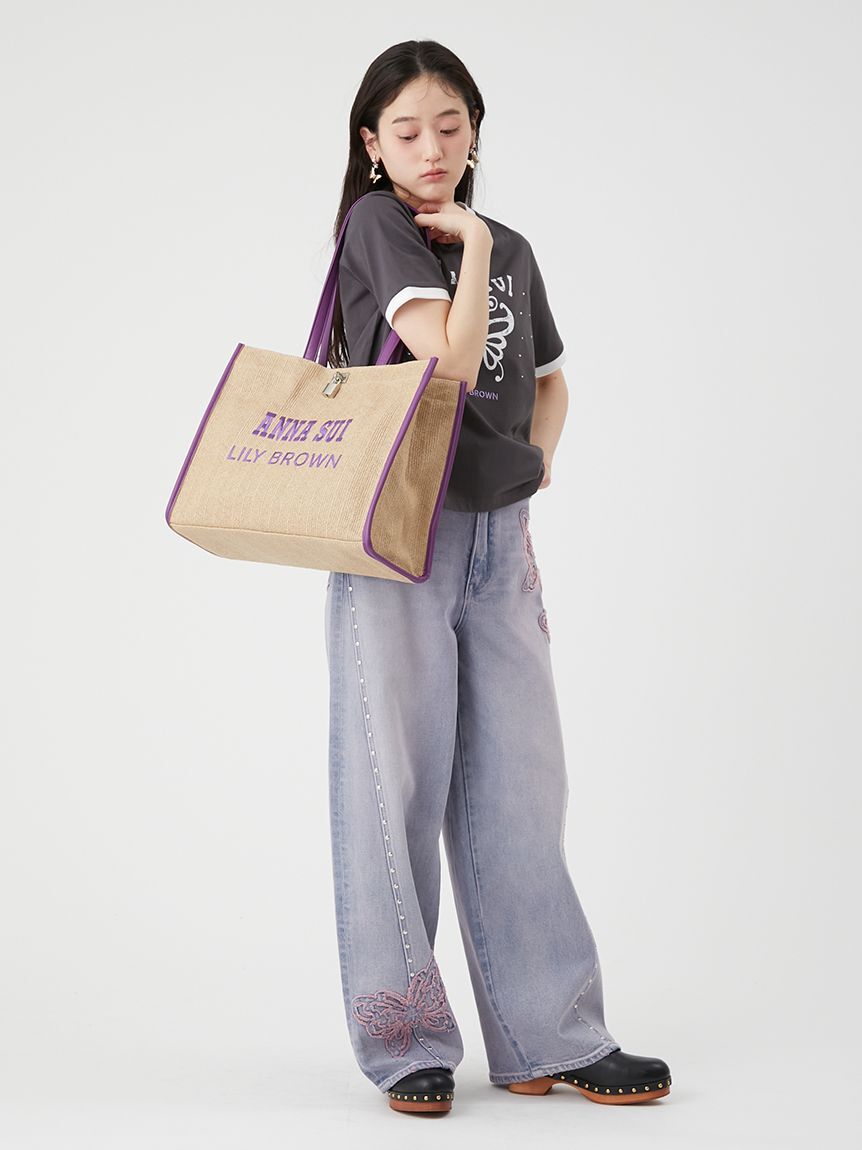 LILY BROWN「【LILY BROWN&times;ANNA SUI】バタフライワイドデニムパンツ」|デニム|